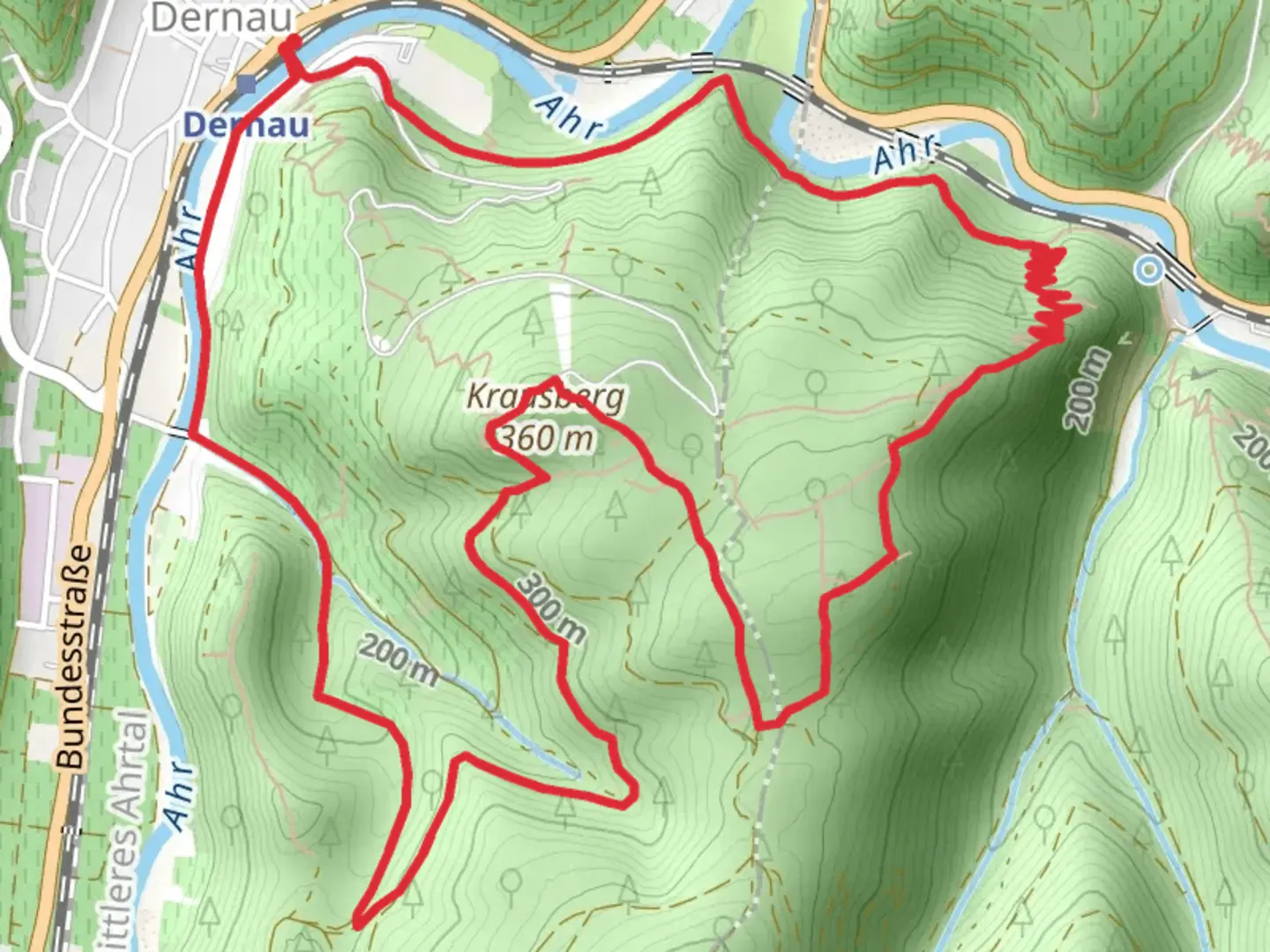 An image depicting the trail Krausberg via Ahrtalweg and its surrounding area.