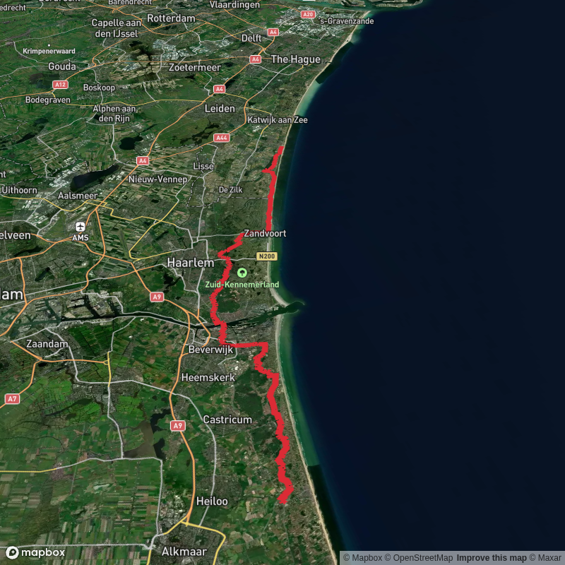 Herenweg to Noordwijk aan zee via Van Oldenborghweg and Rijwielpad Boswachterij Noordwijk