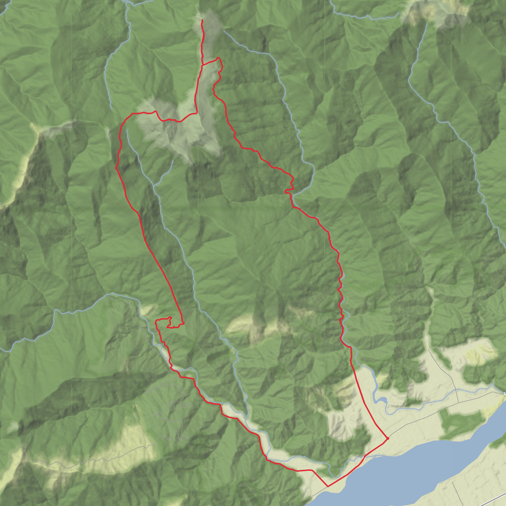 Mount Fell Hut to Mount Richmond Hut via Ridge mobile static map