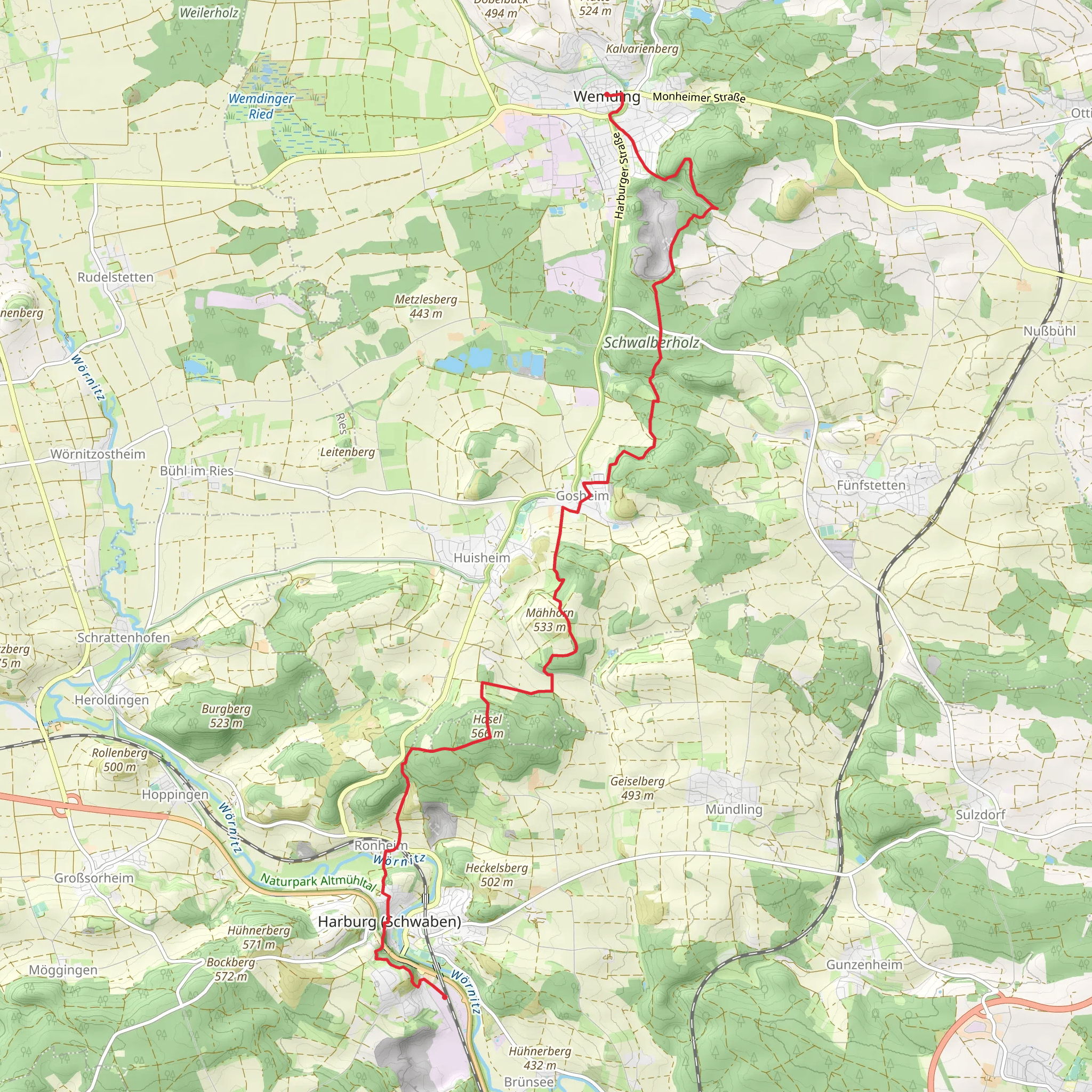 Wemding to Harburg Walk mobile static map