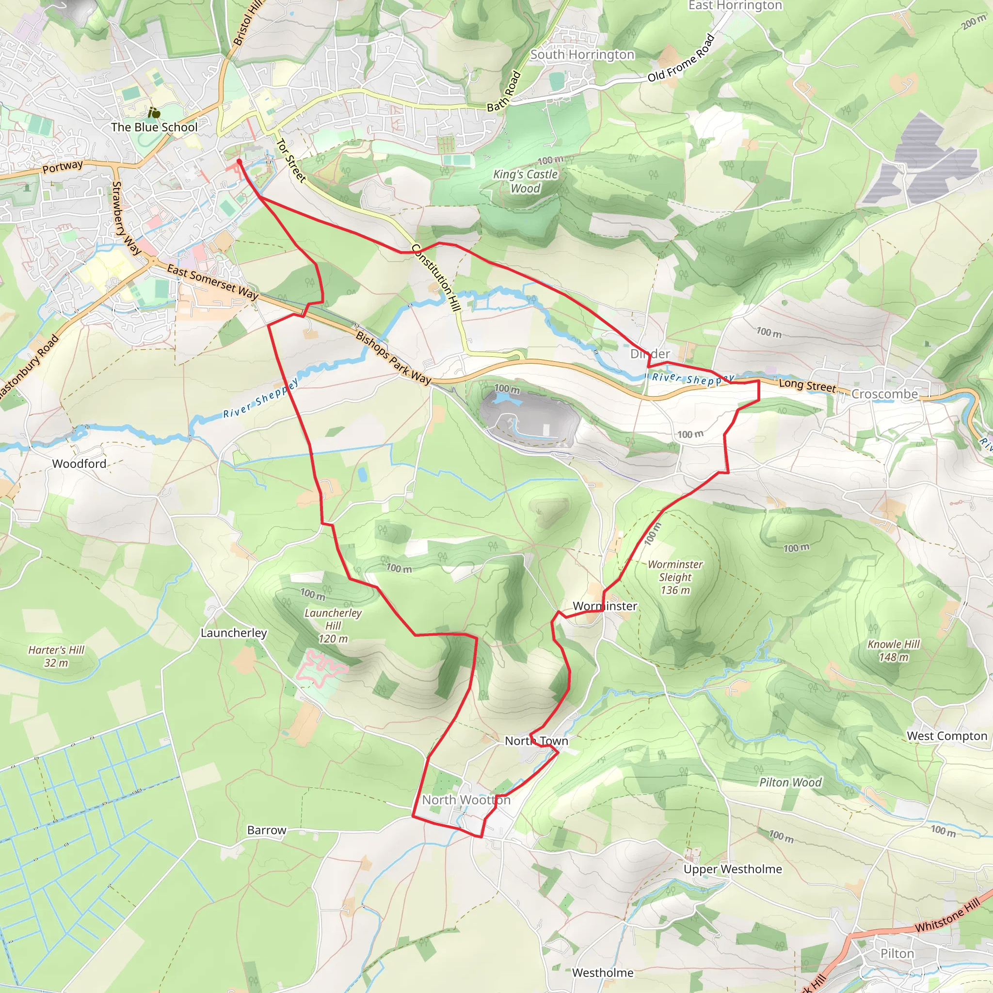 Wells, North Wootton & Worminster mobile static map