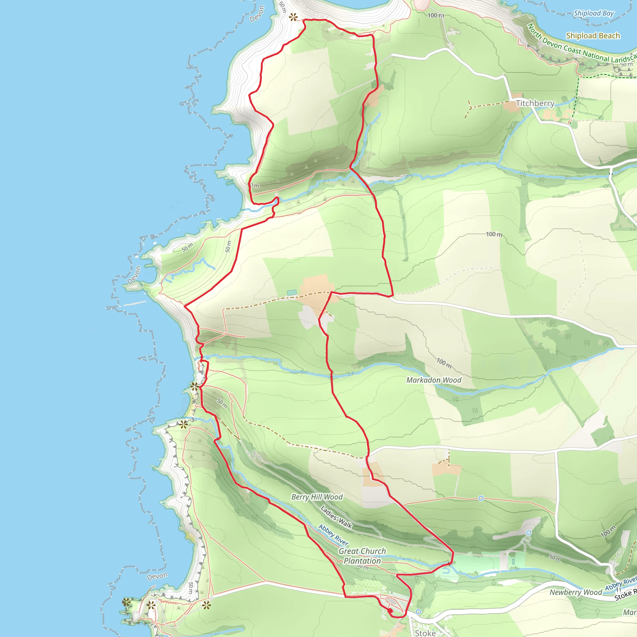 Stoke to Hartland Point Loop mobile static map