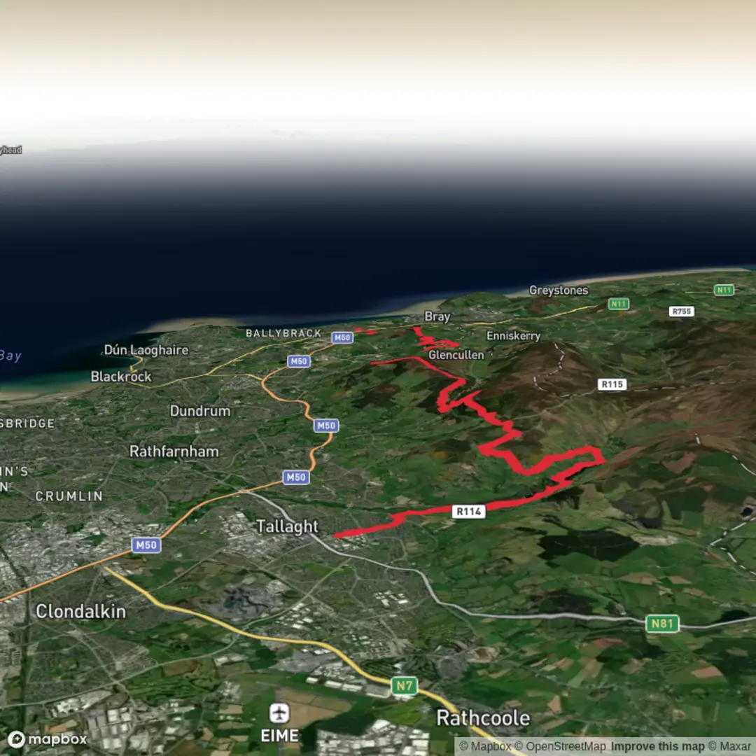 An image depicting the trail DMW Tallaght to Shankill and its surrounding area.