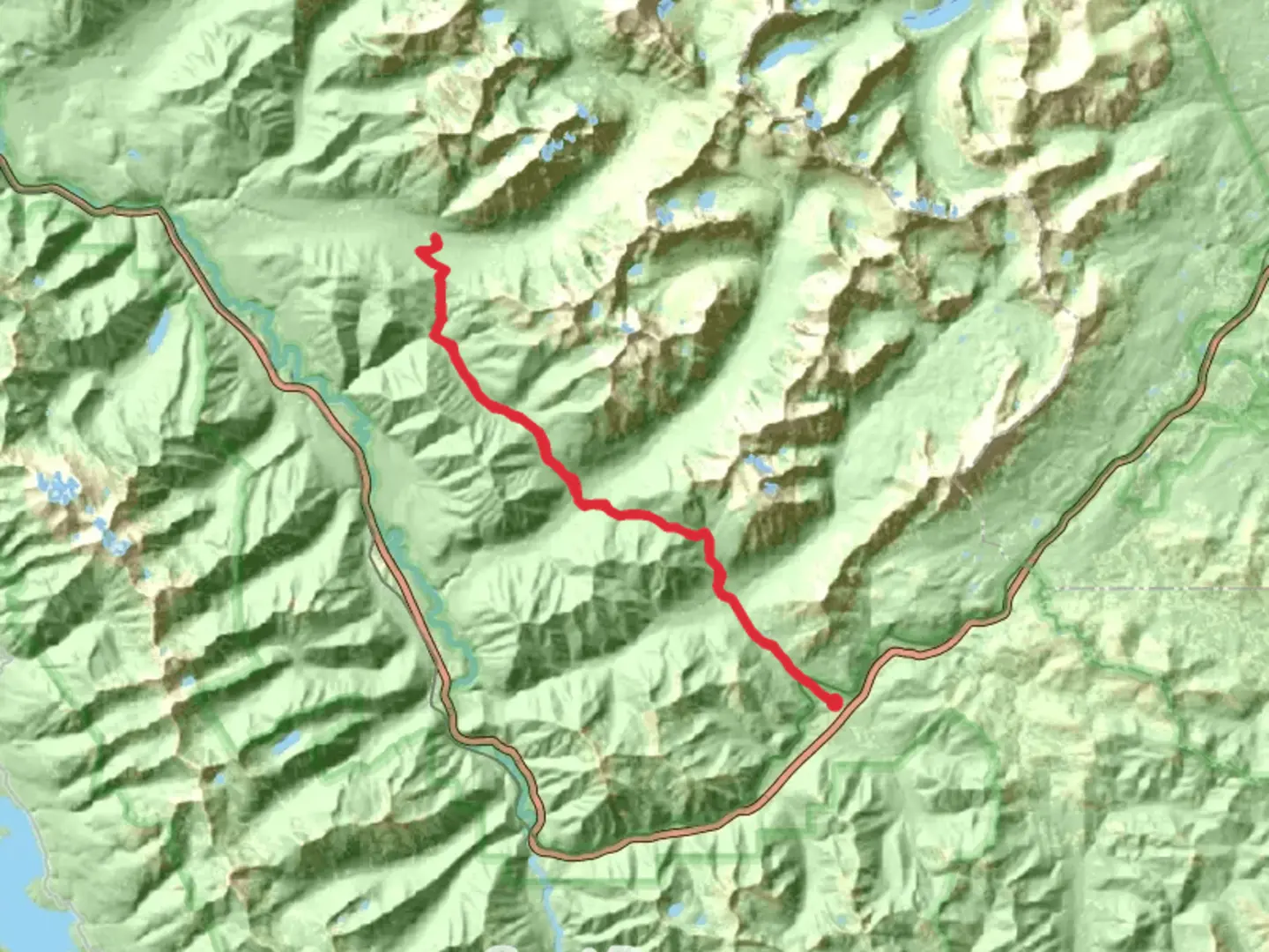 An image depicting the trail Muir Creek and its surrounding area.