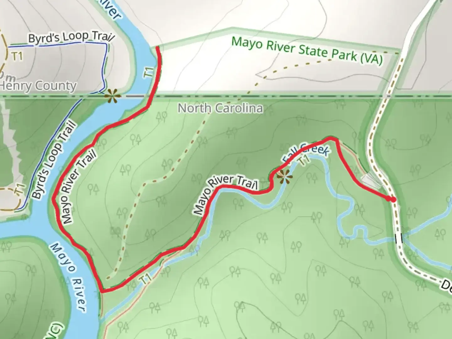 An image depicting the trail Mayo River Trail and its surrounding area.