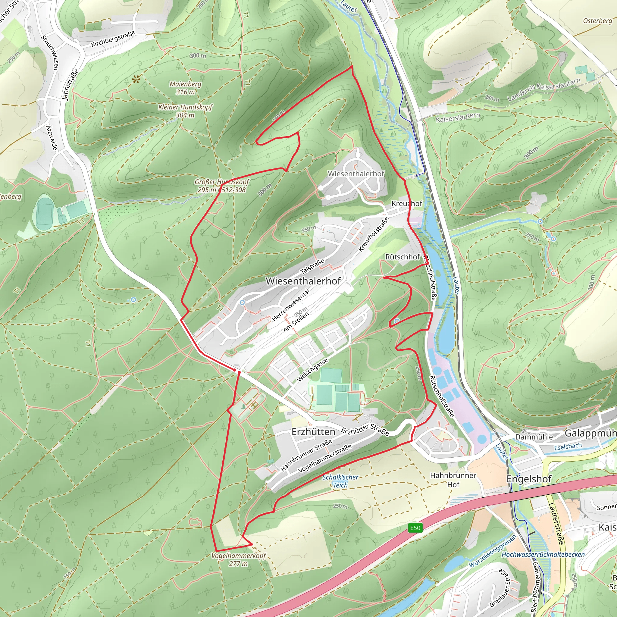 Huetterer Rundwanderweg Ost mobile static map
