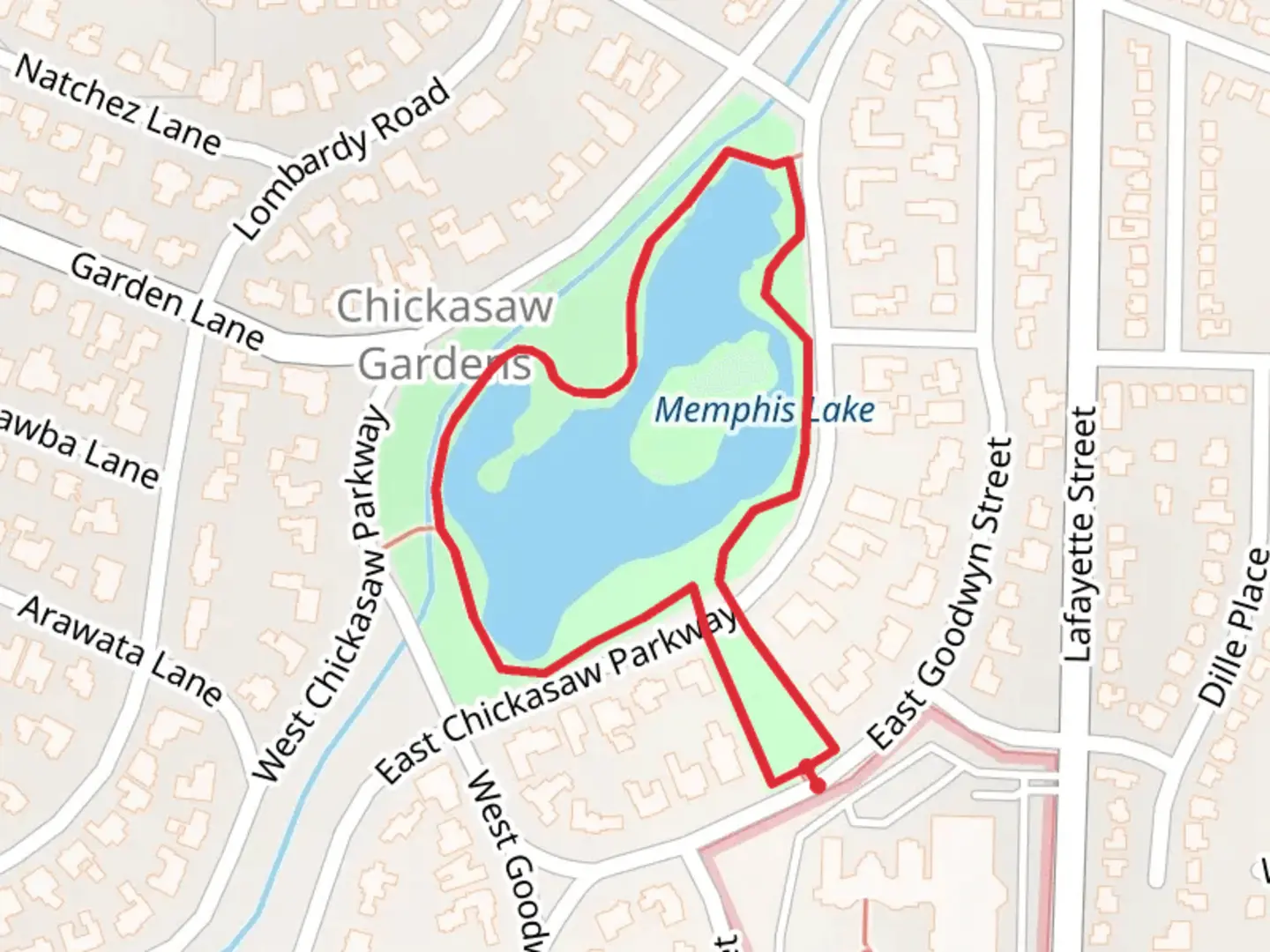 An image depicting the trail Memphis Lake Loop and its surrounding area.