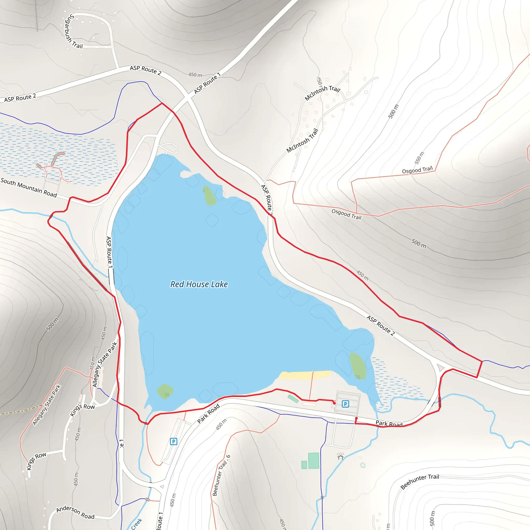 Red Lake House and Red House Brook Loop mobile static map