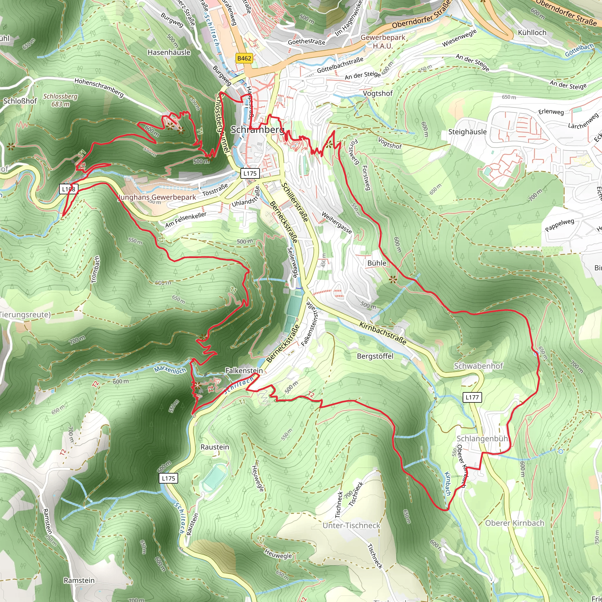 Charlottenhoehe and Toeswald Sammelweiher Loop mobile static map