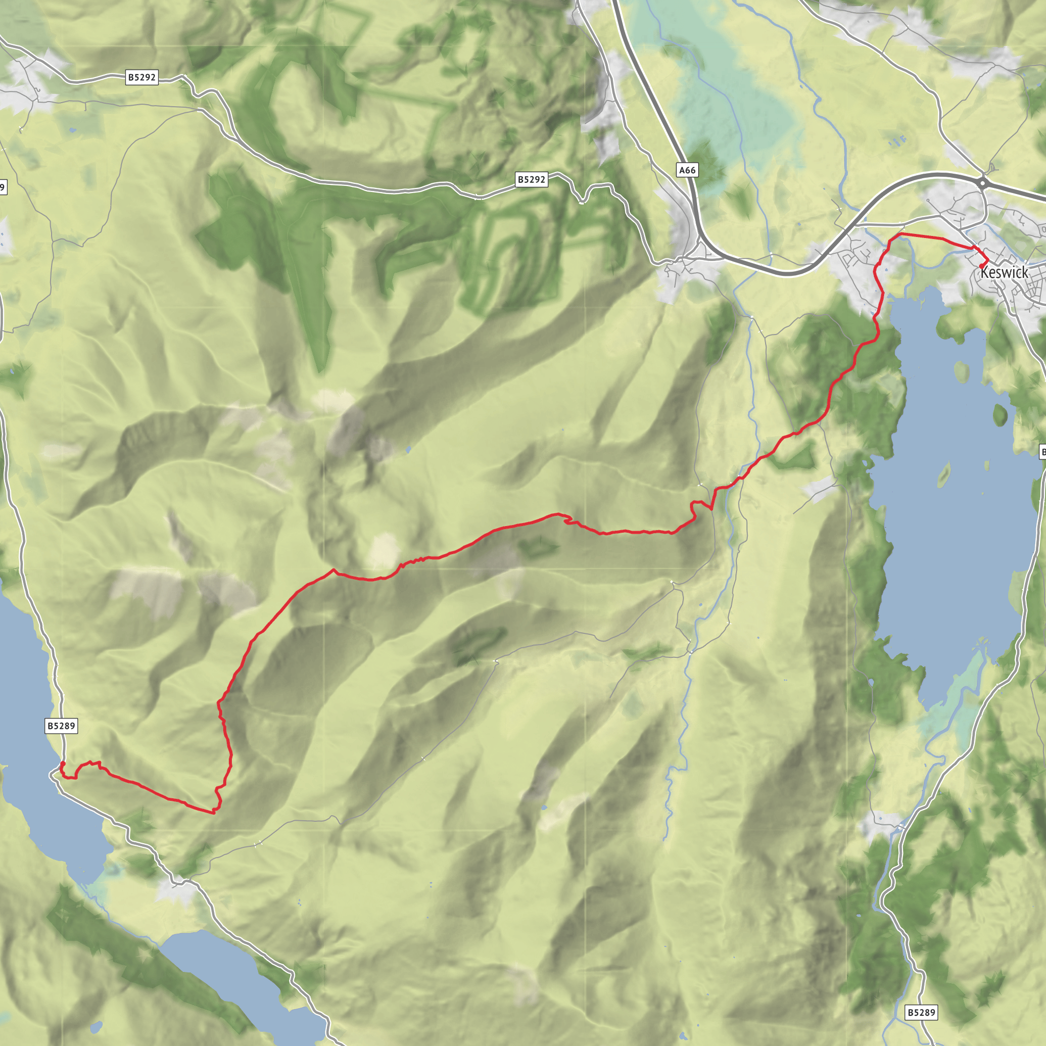Buttermere to Keswick via Crag Hill and Rowling End mobile static map