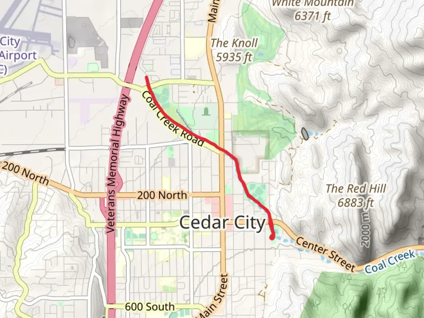 An image depicting the trail Coal Creek Trail Out and Back and its surrounding area.