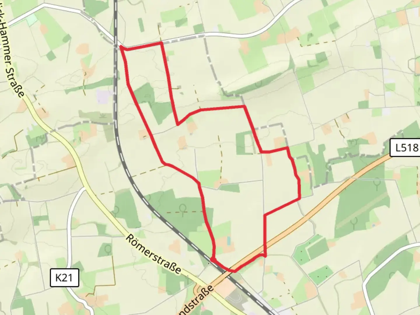 An image depicting the trail Bockum-Hoevel Rundweg A2 and its surrounding area.