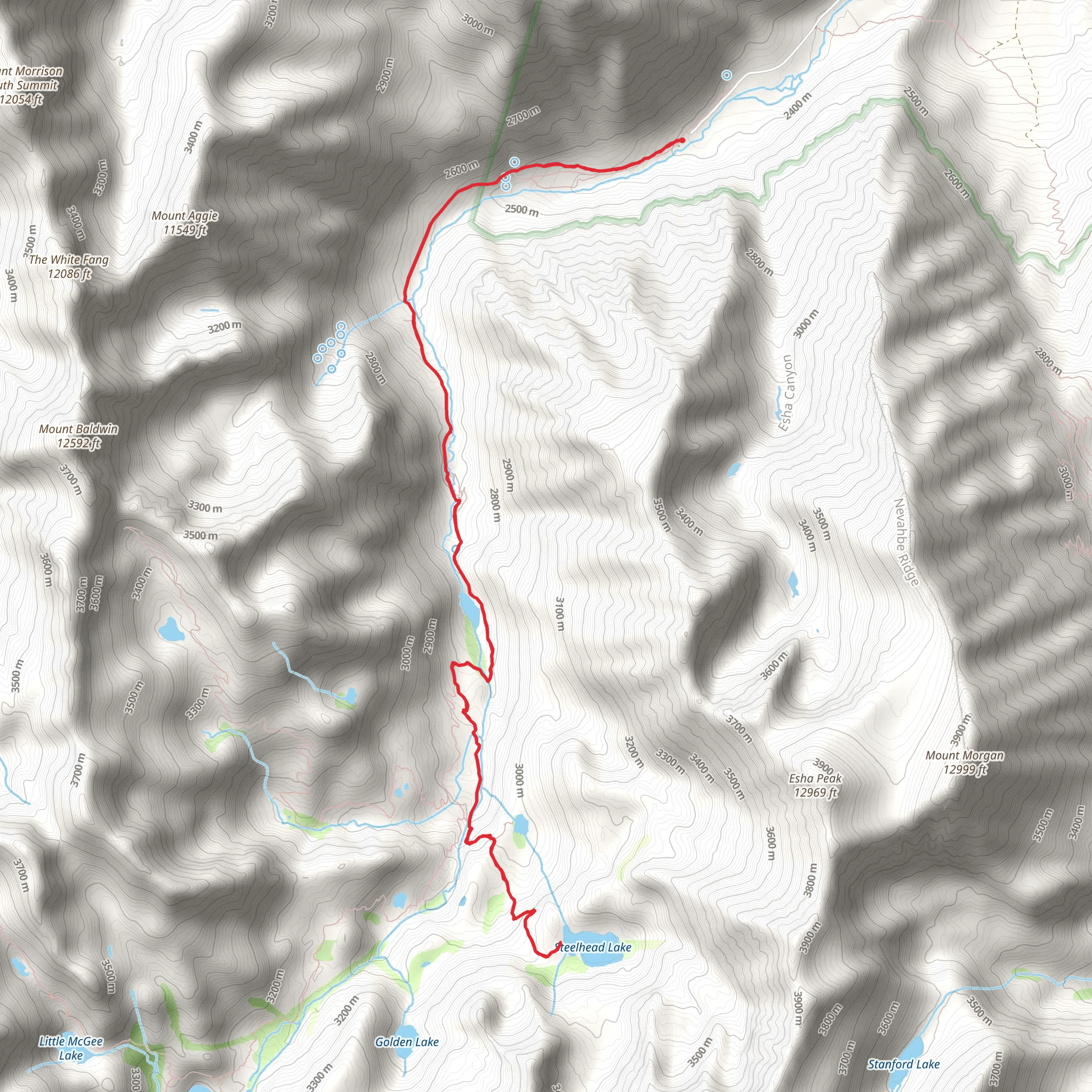 Steelhead Lake via McGee Pack Station Trail mobile static map