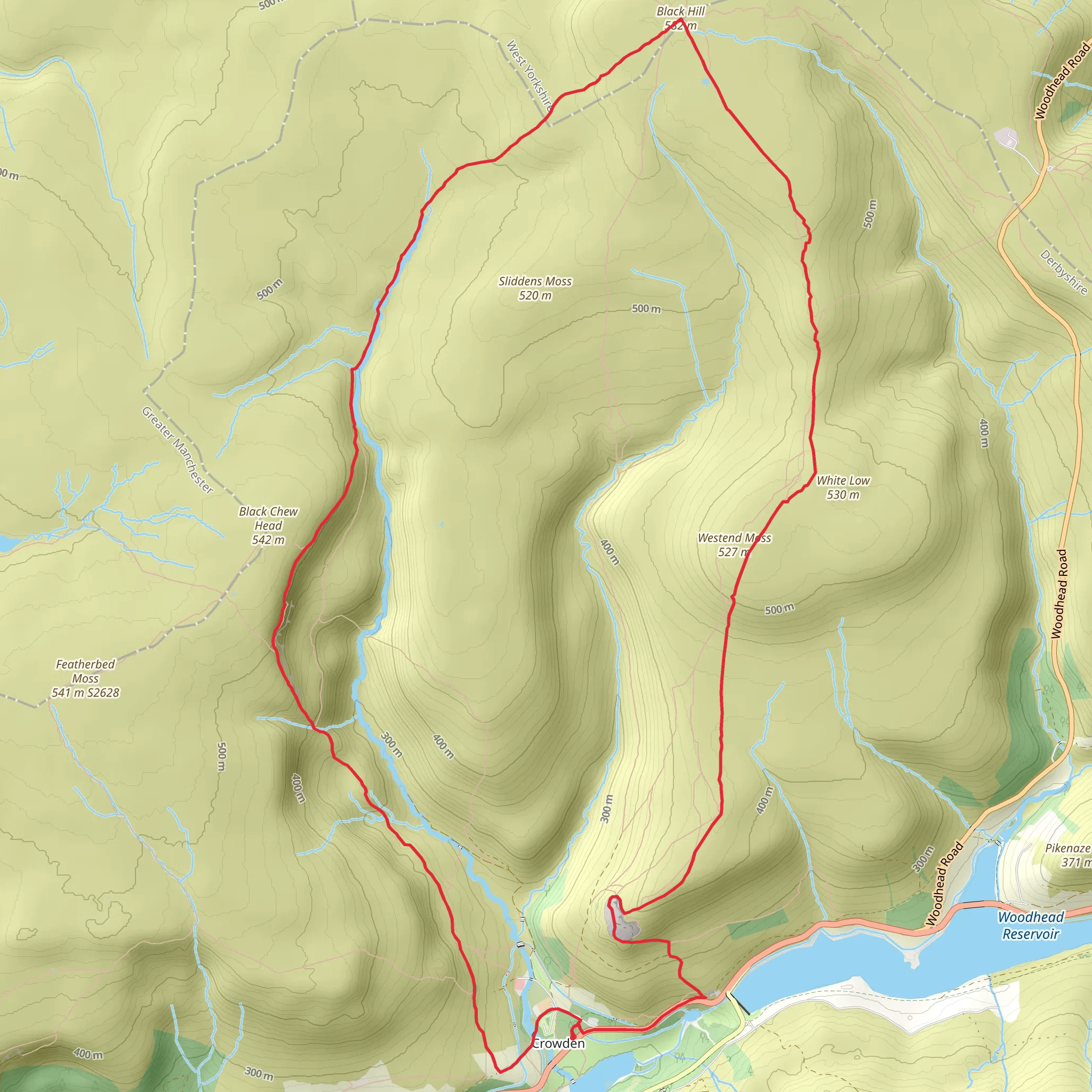 Black Hill Loop from Crowden mobile static map