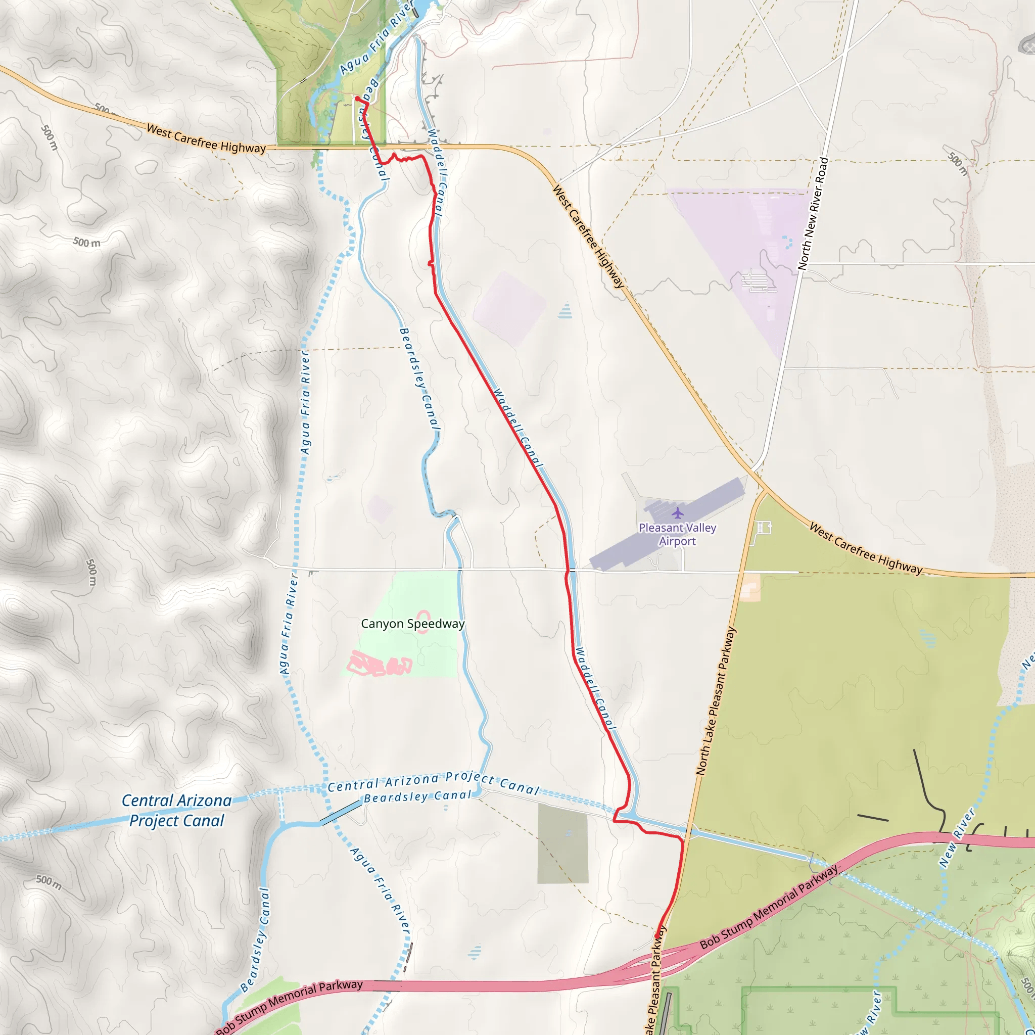 Waddel Canal via Maricopa Trail mobile static map