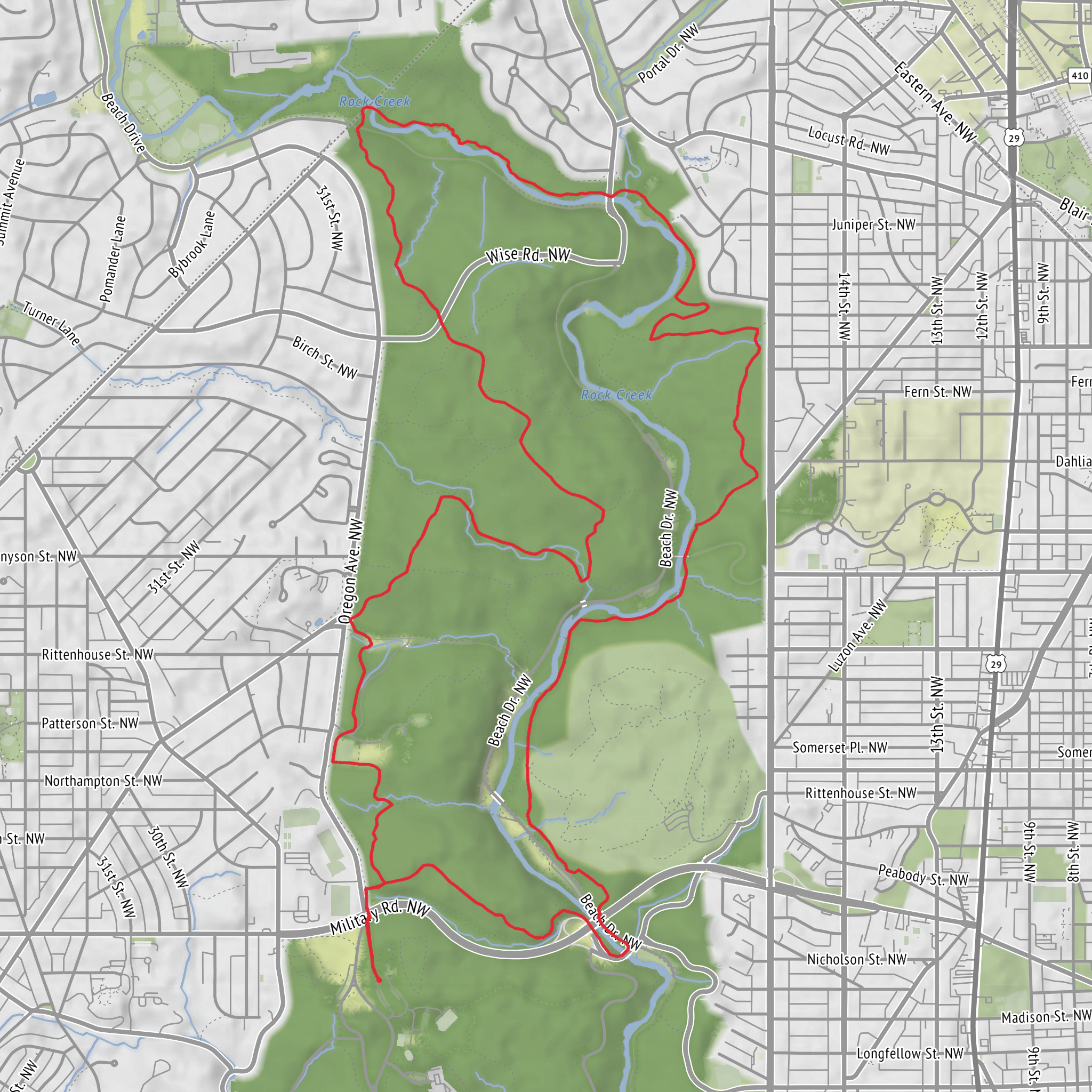 Rock Creek Park Loop mobile static map