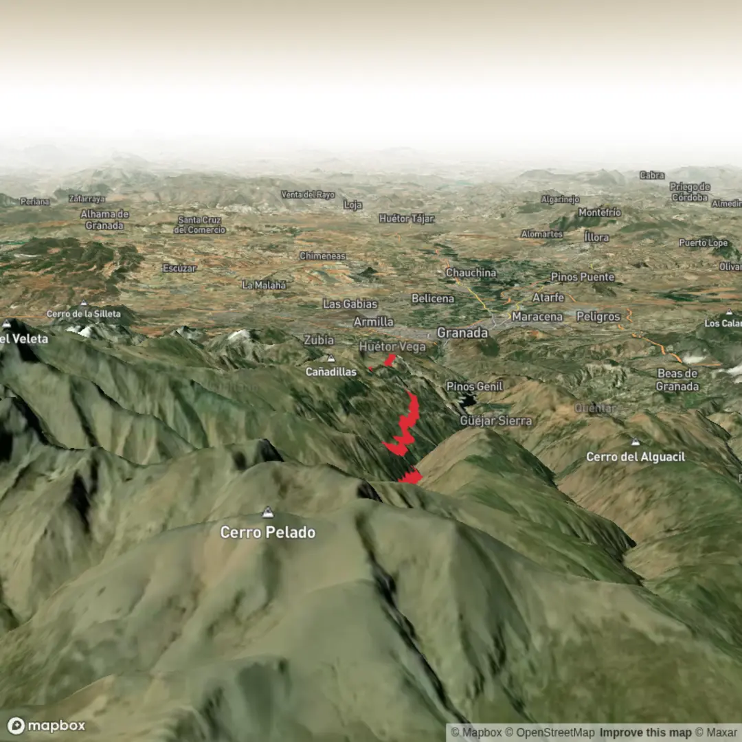 An image depicting the trail La cucaracha - Monachil and its surrounding area.