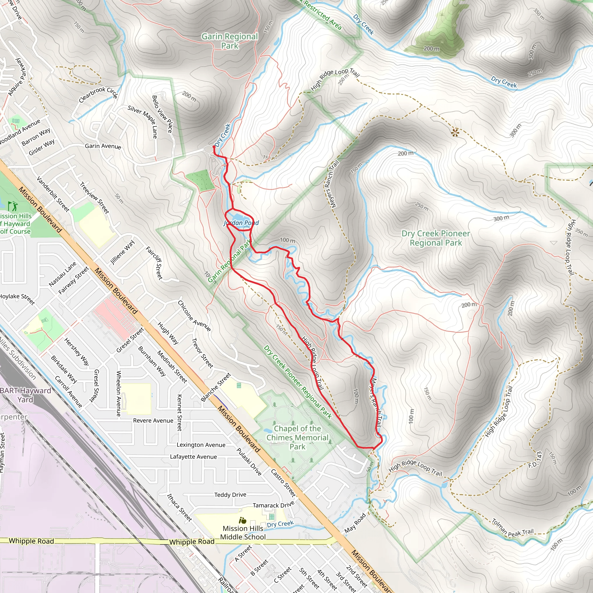 Jordan Pond - Dry Creek Loop Trail mobile static map