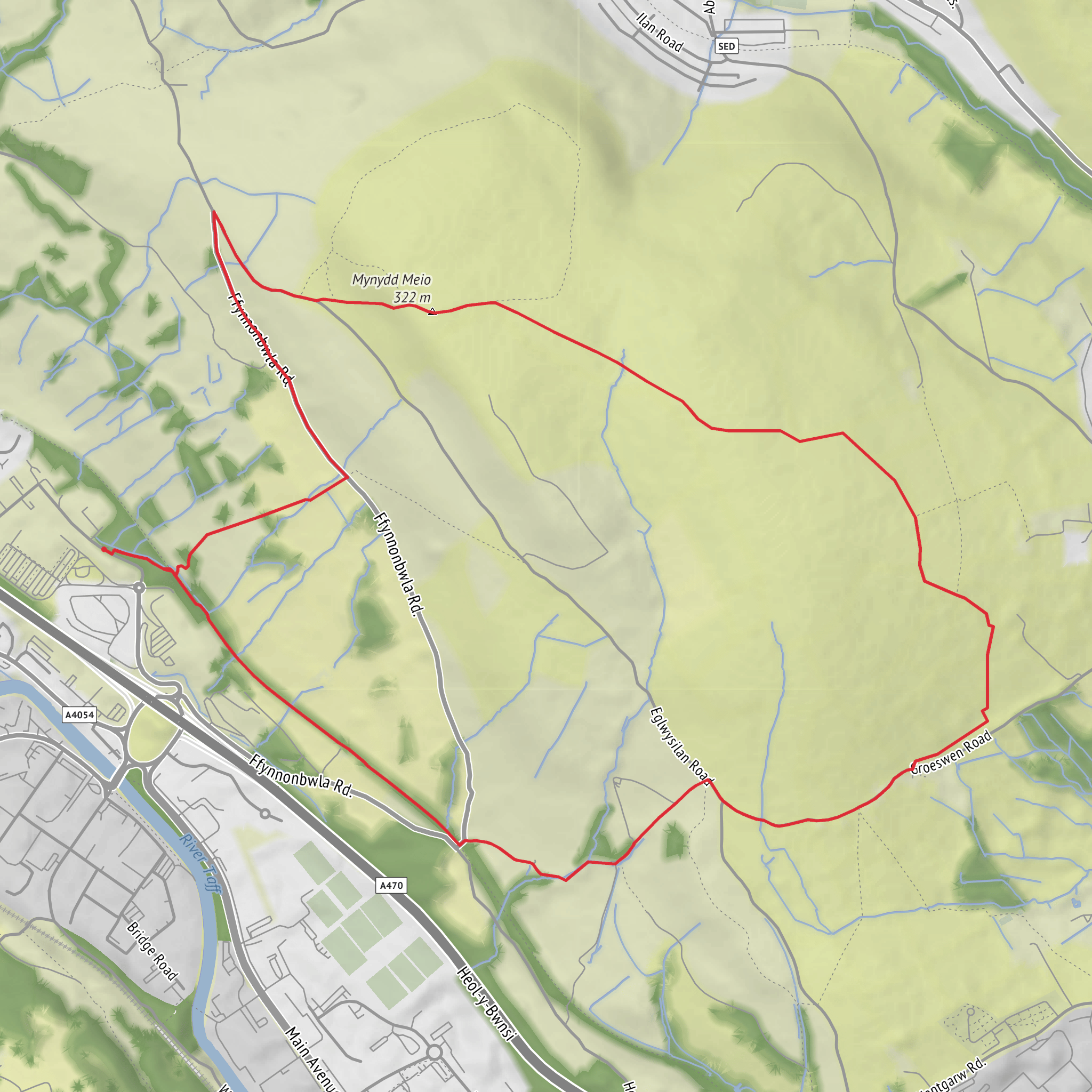 Mynydd Meio from Tesco mobile static map