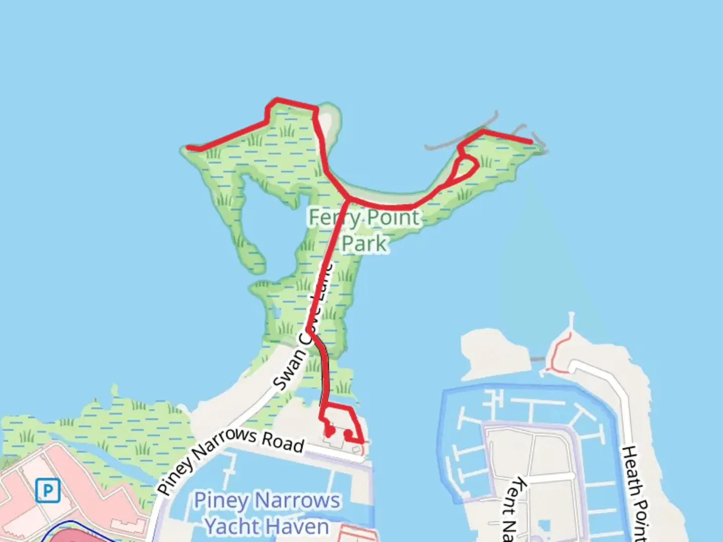 An image depicting the trail Swan Cove Lane and its surrounding area.