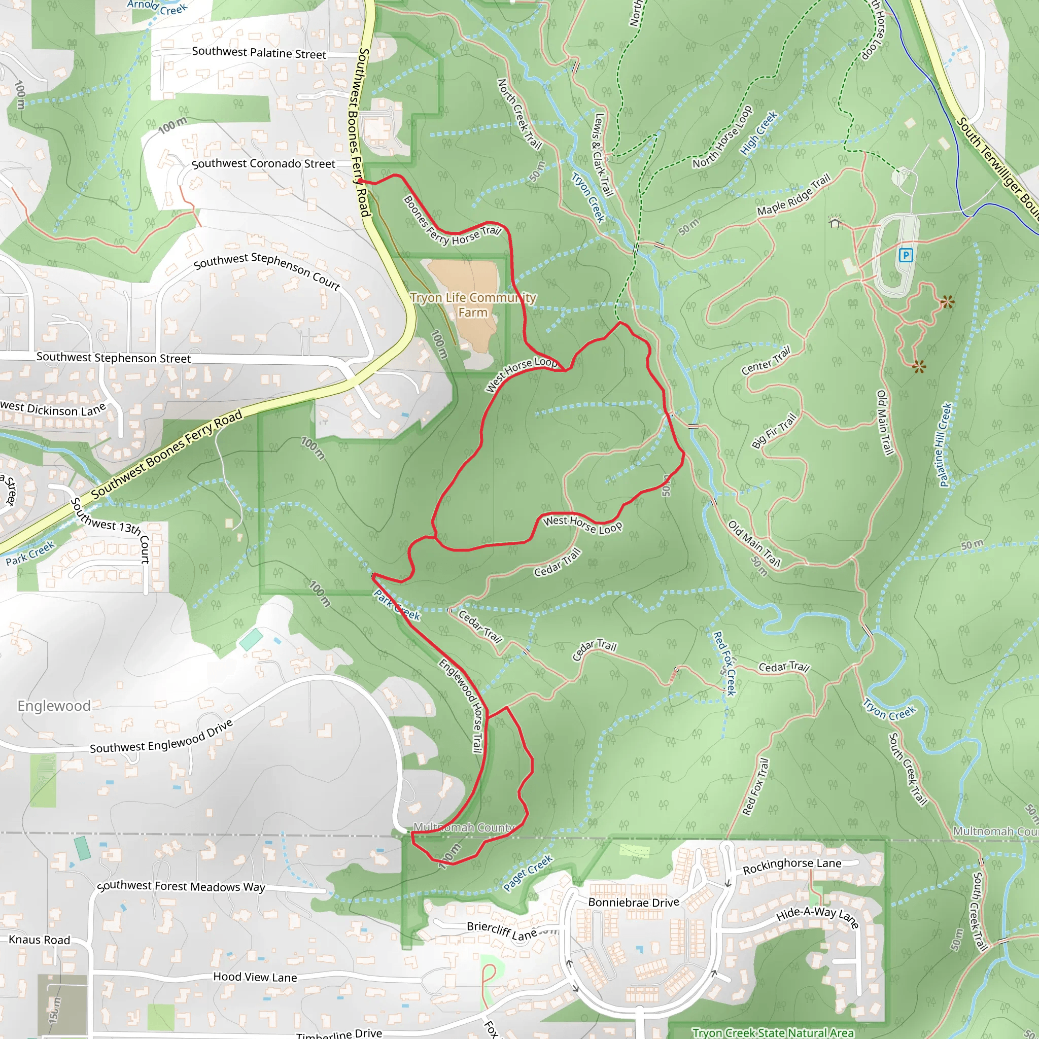 Boones Ferry Horse and Englewood Horse Loop Trail mobile static map