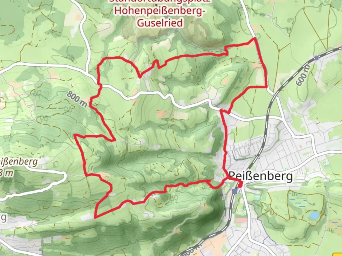 An image depicting the trail Sulz Loop via Schreiner and its surrounding area.