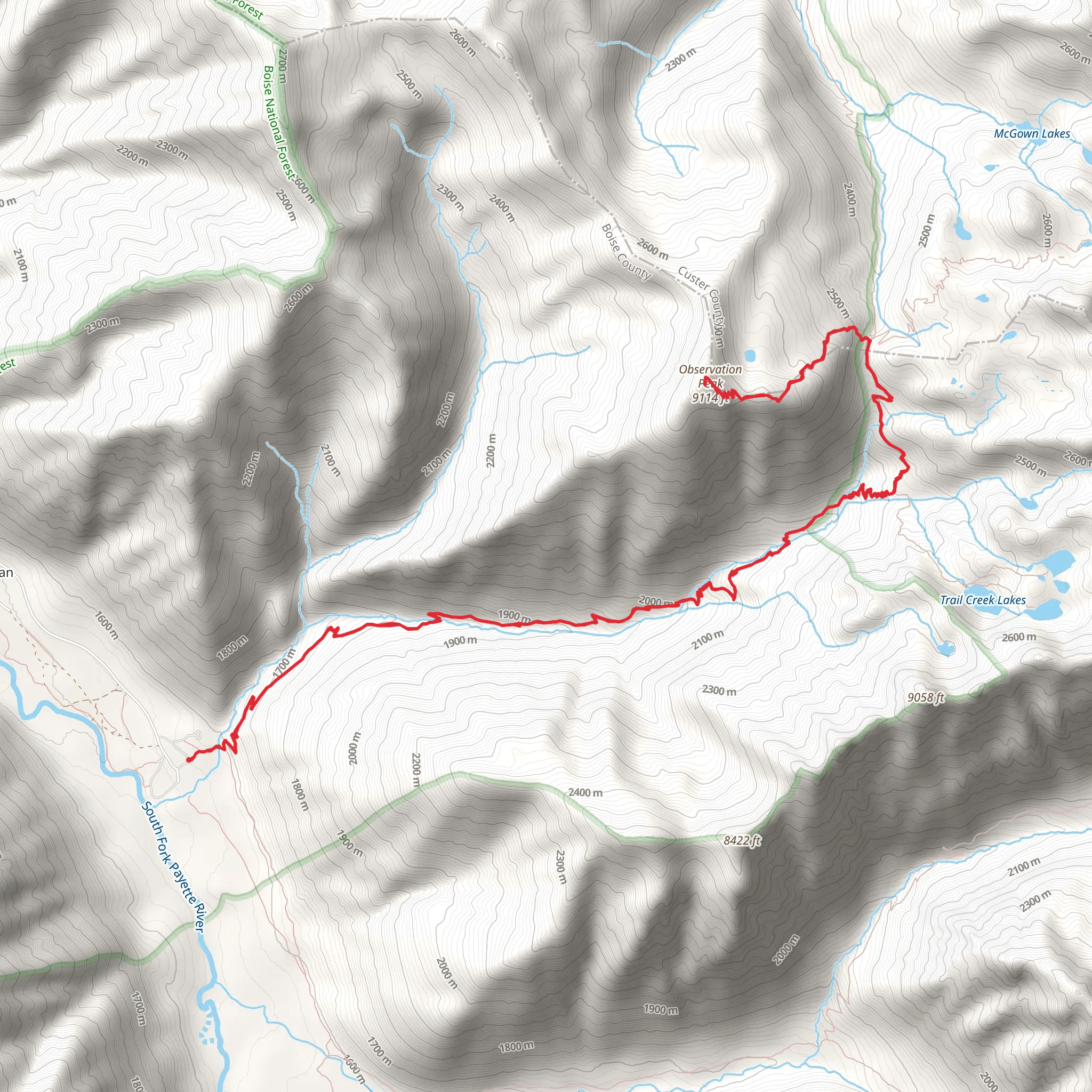 Observation Peak via Trail Creek Trail mobile static map