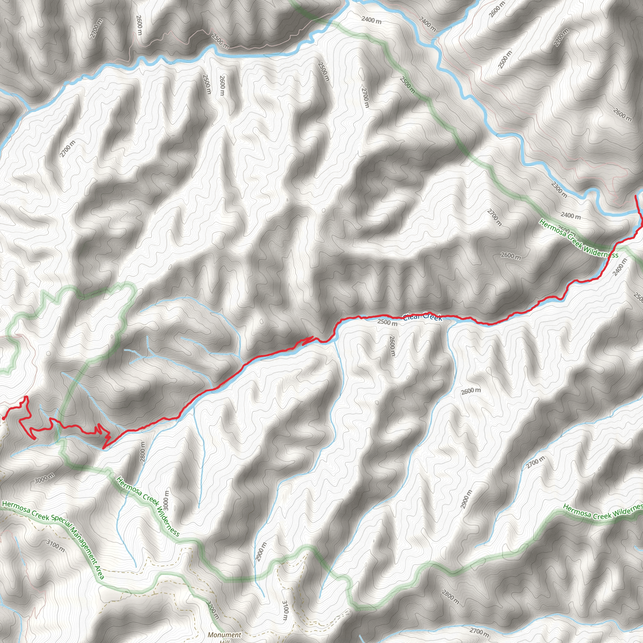 Clear Creek Trail mobile static map