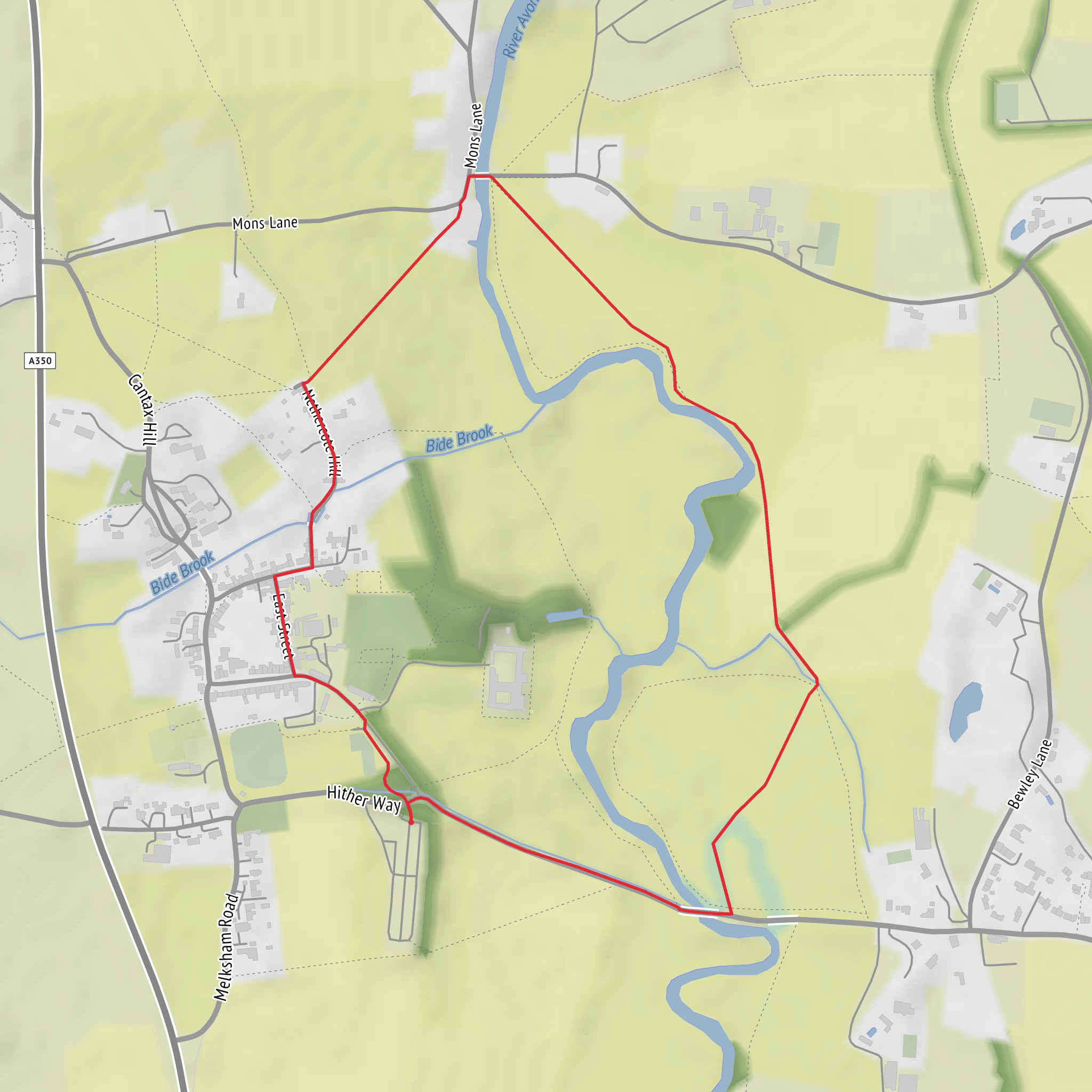 Lacock Abbey Loop via Reybridge and The Wharf mobile static map