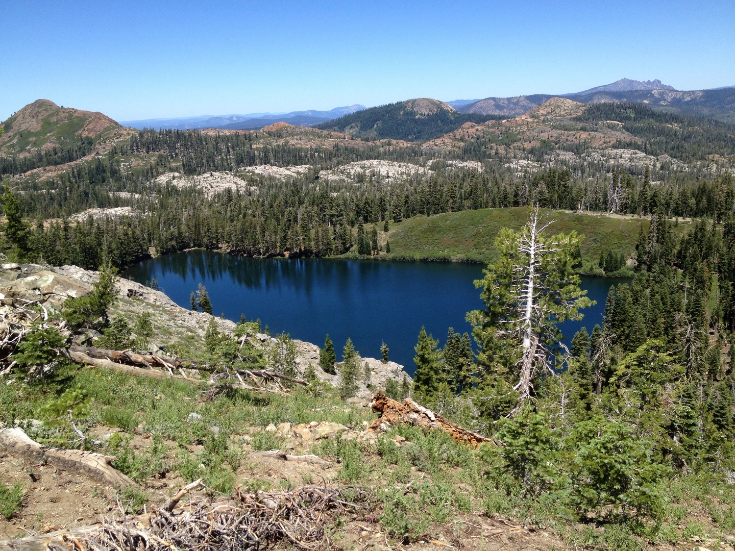 An image depicting the trail Five Lakes Basin via Grouse Ridge Trail and its surrounding area.