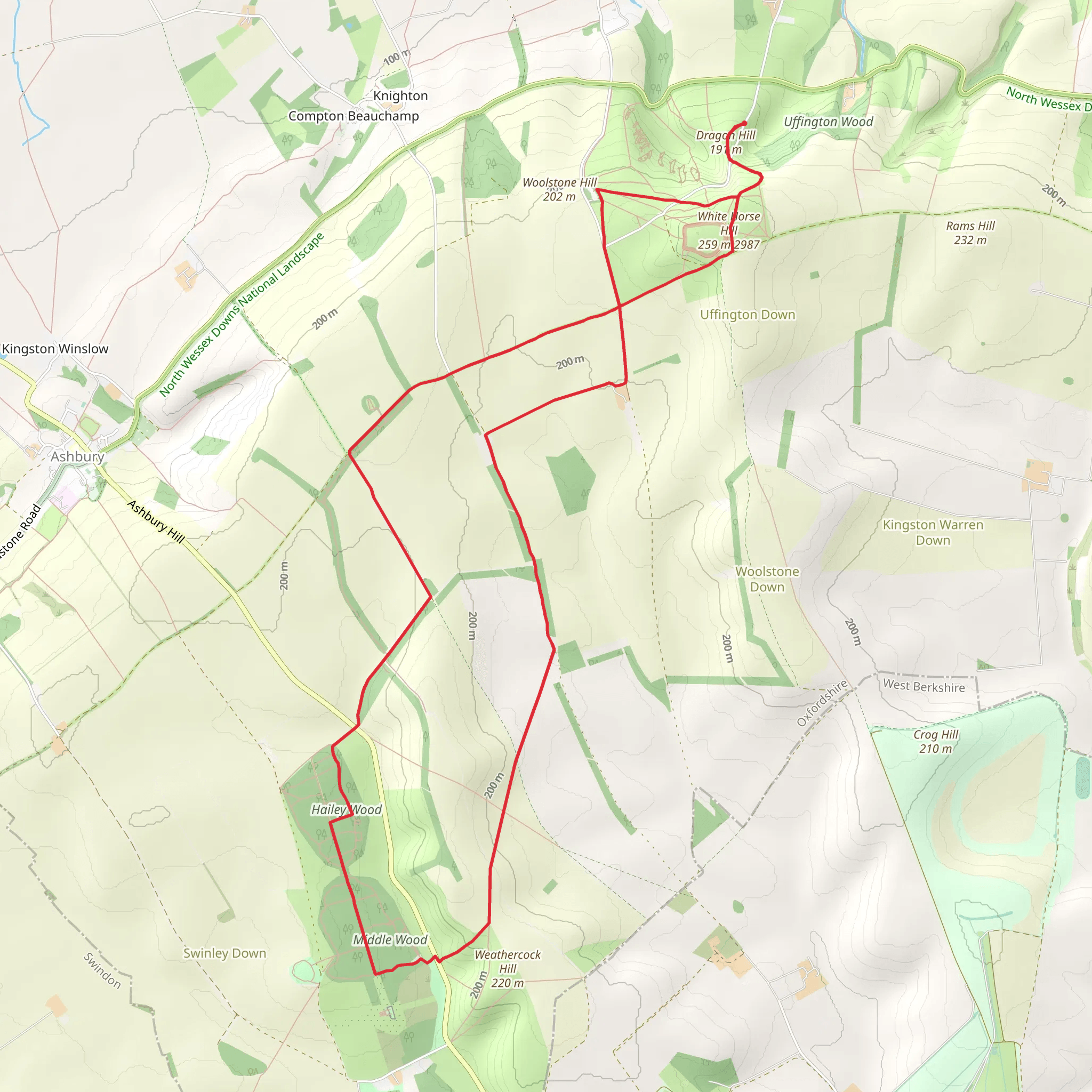 Uffington Castle and Ashdown Park Loop mobile static map