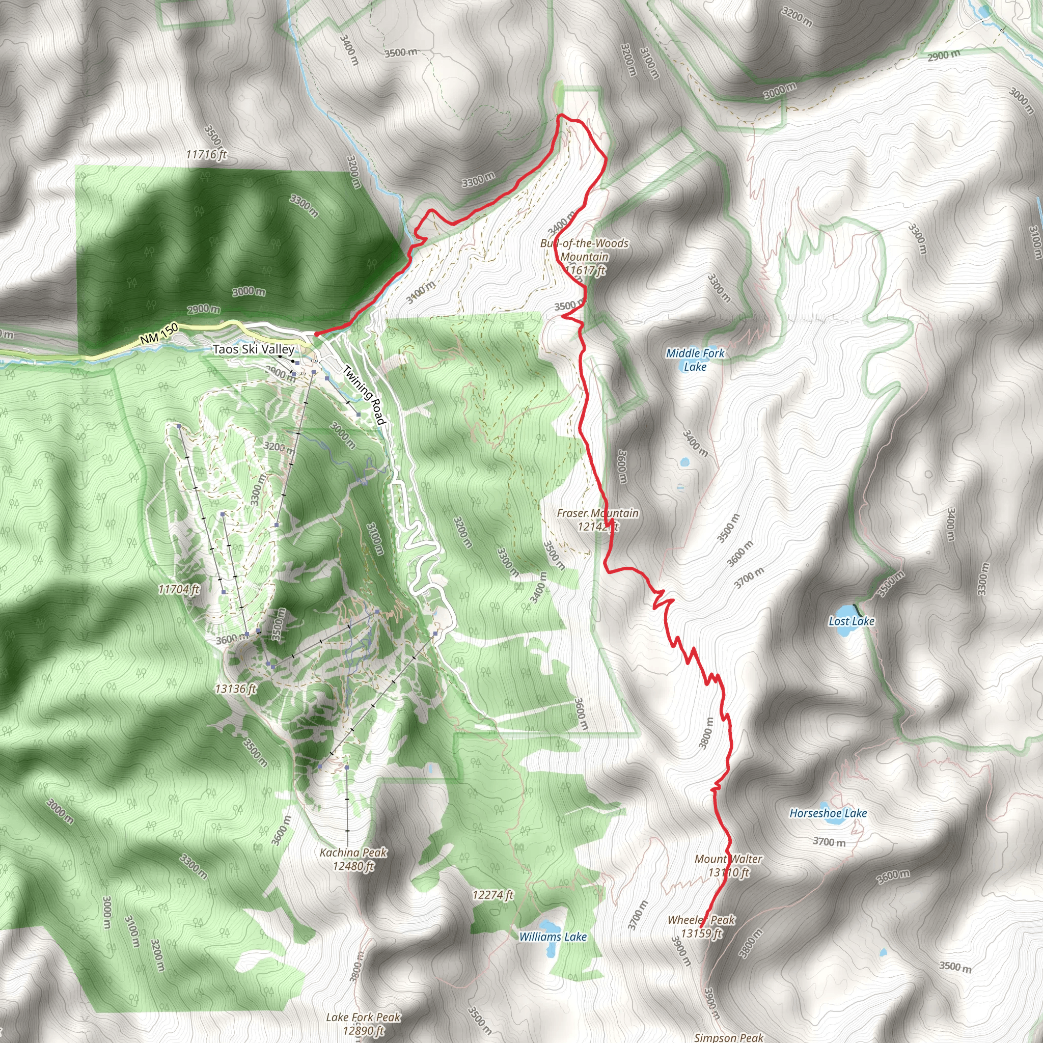 Wheeler Peak, Mount Walter via Wheeler Peak Trail mobile static map