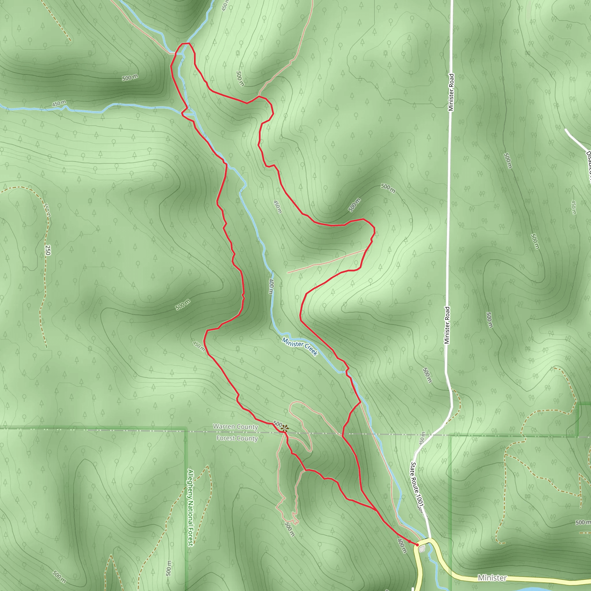 Minister Creek Loop Trail mobile static map