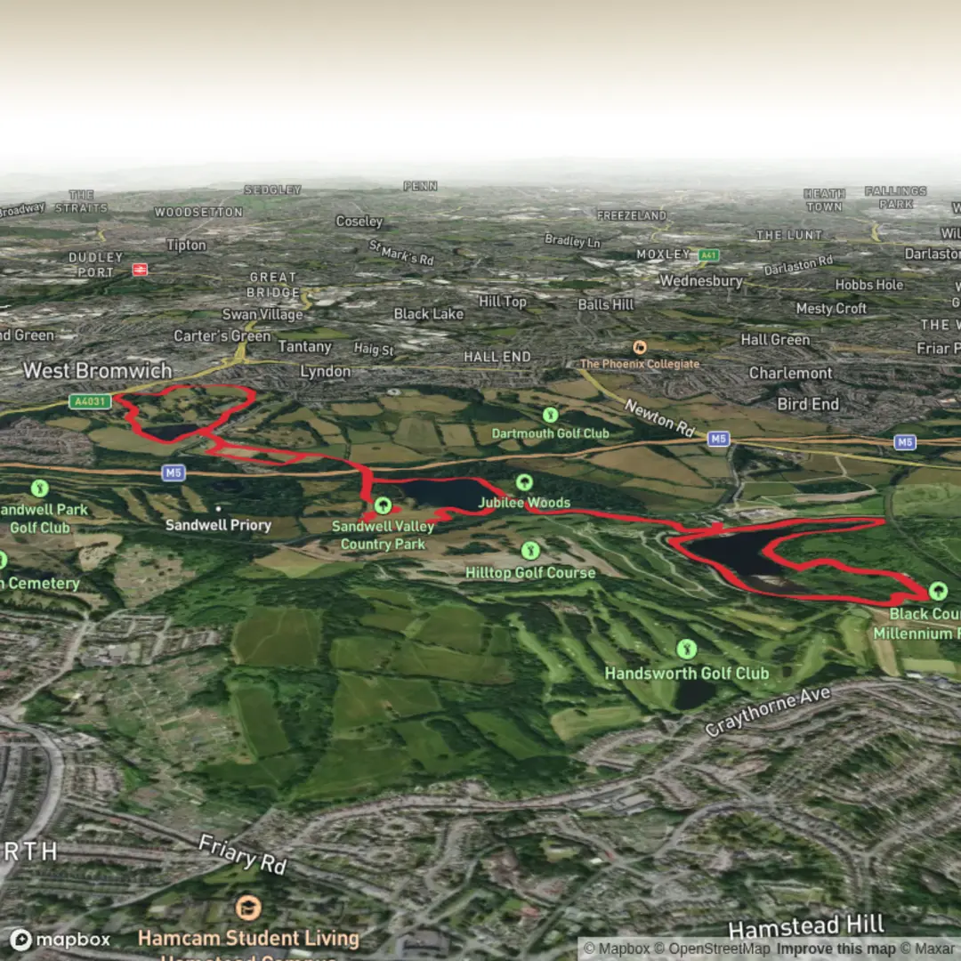 An image depicting the trail Forge Mill Lake, Swan Pool and Dartmouth Park Loop and its surrounding area.