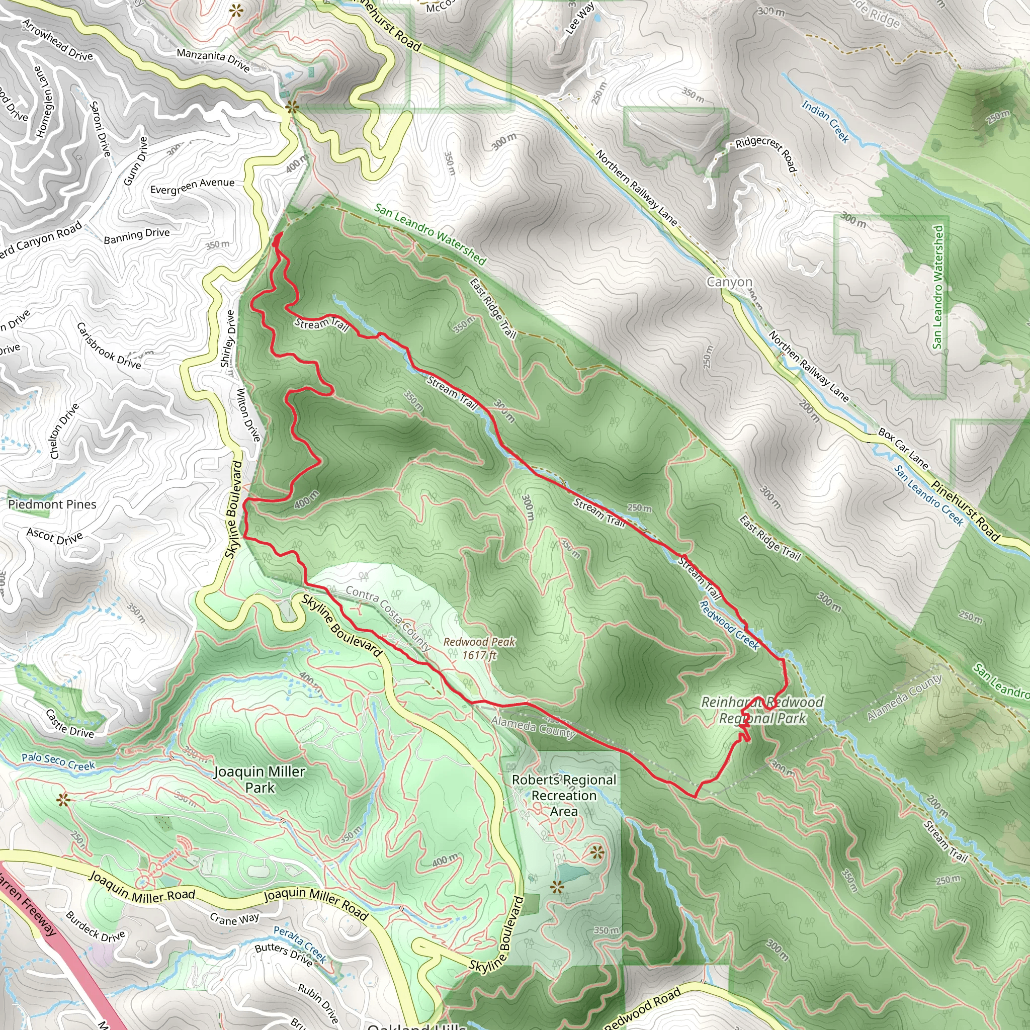 Steam, Fern and West Ridge Loop Trail mobile static map