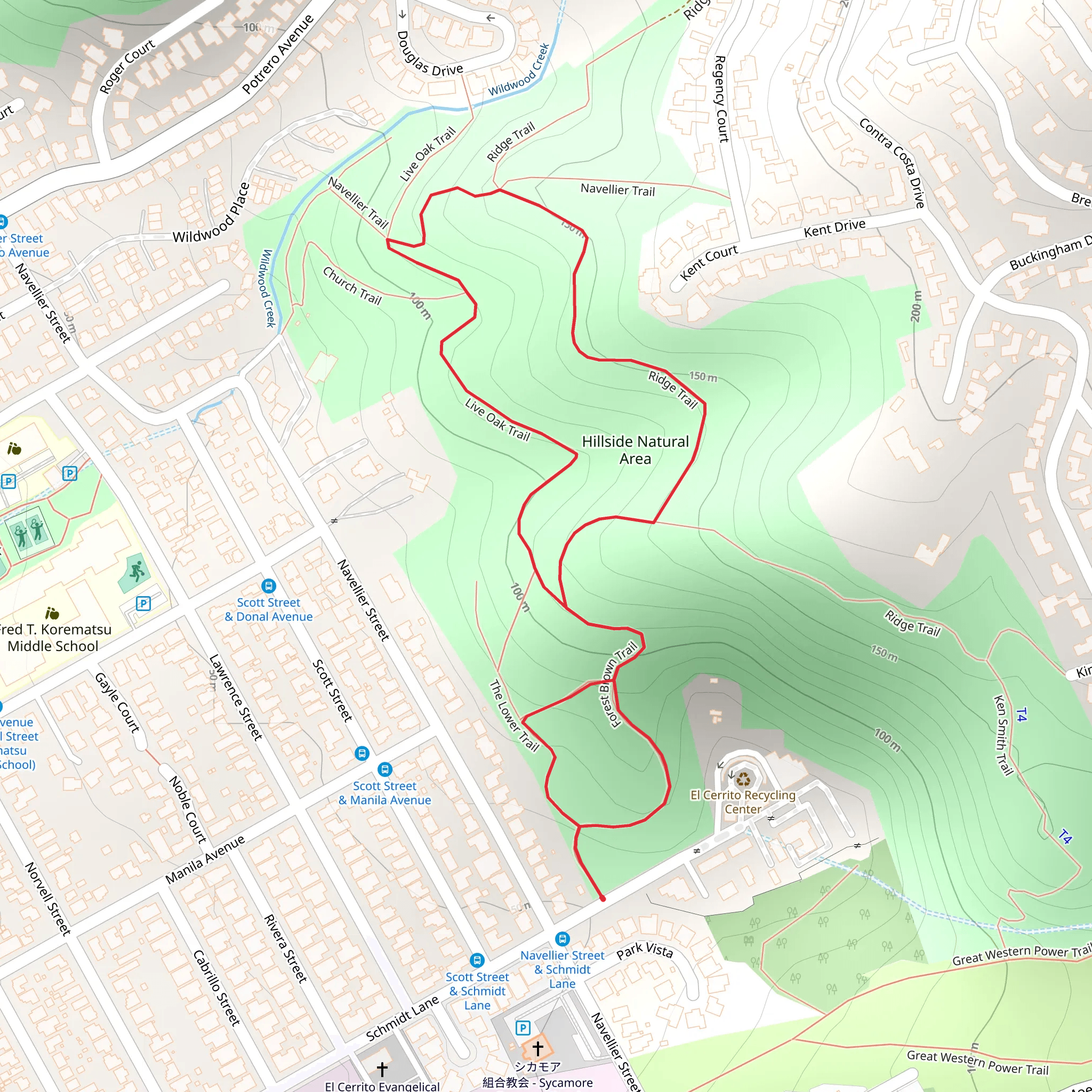Live Oak and Ridge Loop Trail mobile static map