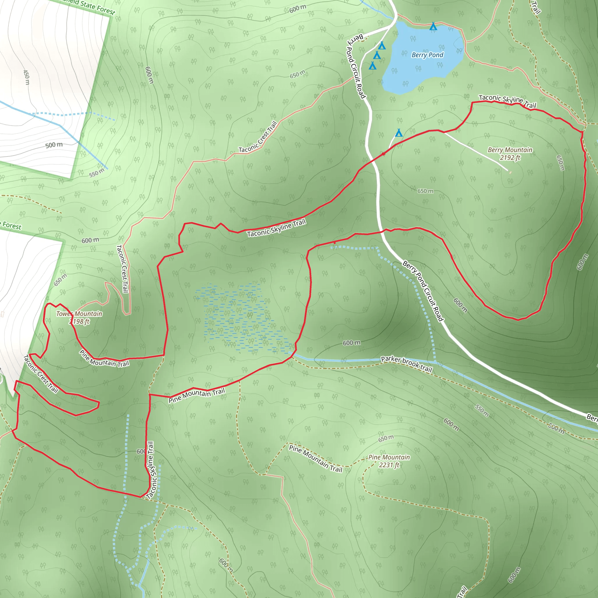 Tower Mountain and Taconic Skyline Trail Loop mobile static map