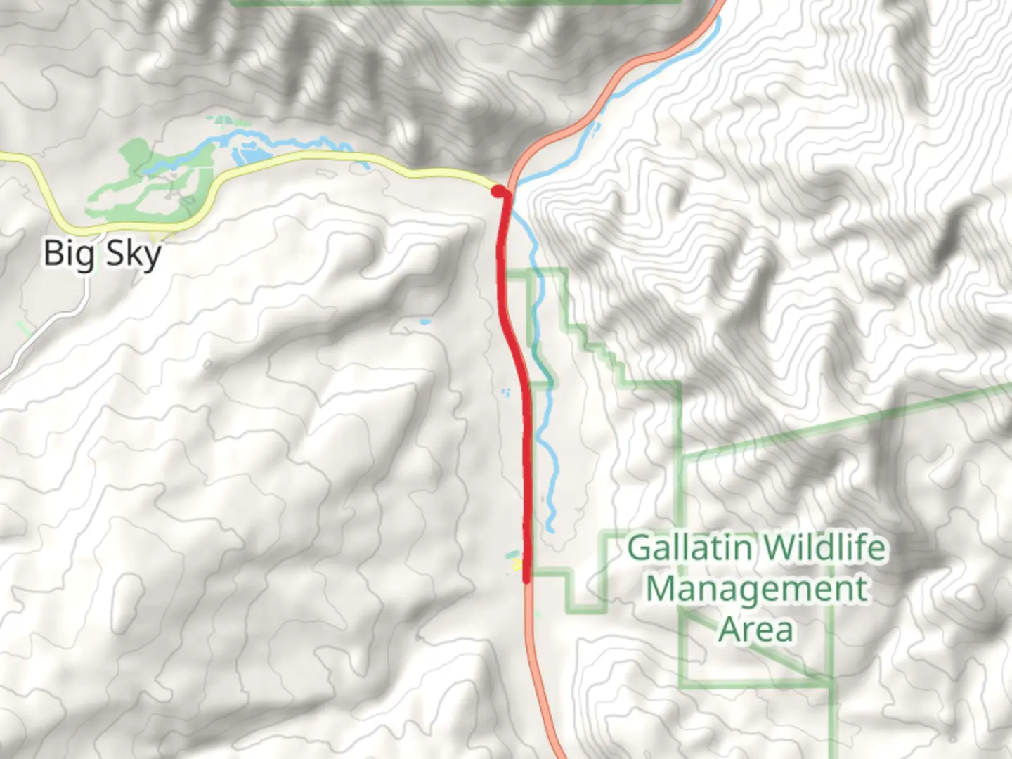 An image depicting the trail Lower Basin - Gallatin Raod and its surrounding area.
