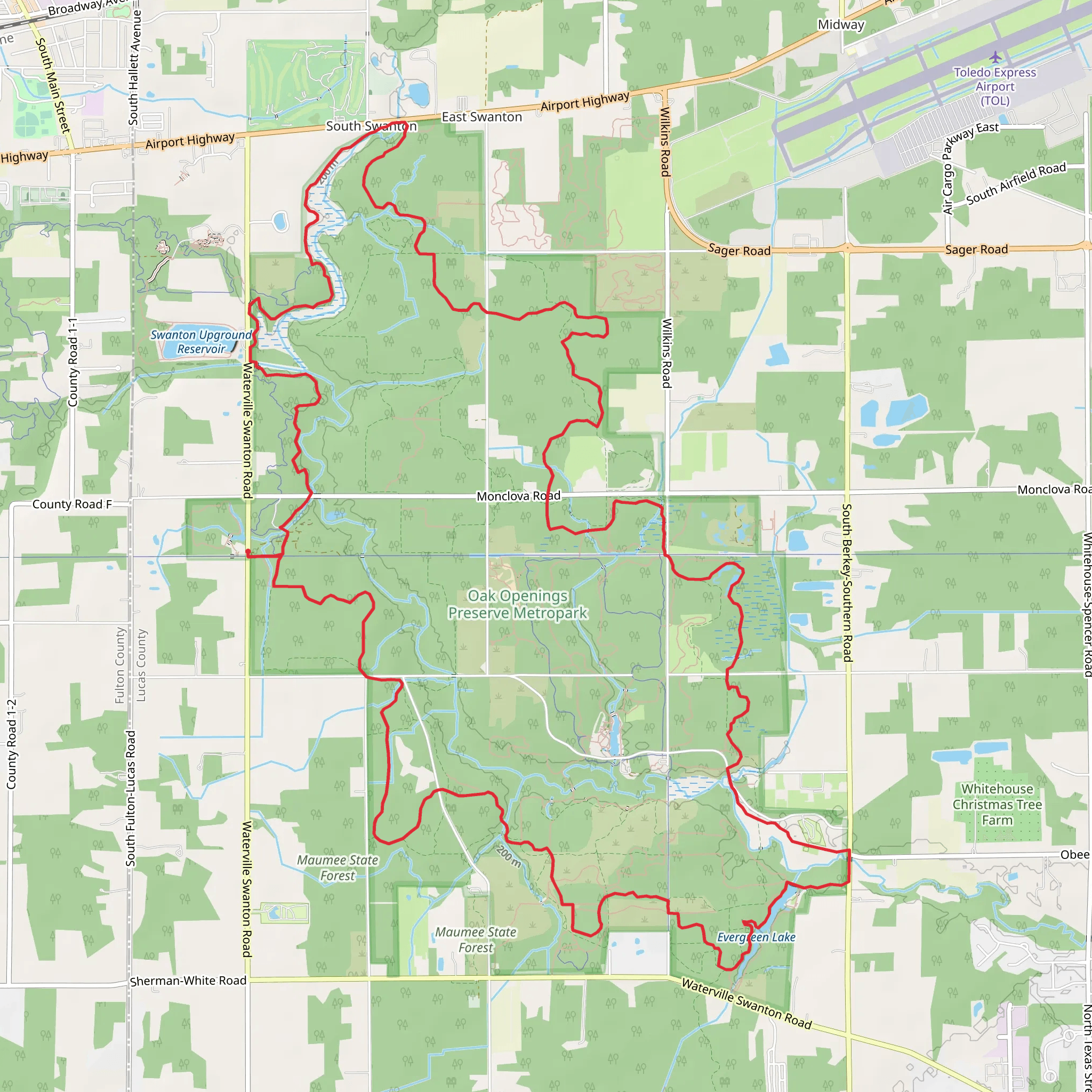 Oak Openings Hiking Trail Loop mobile static map