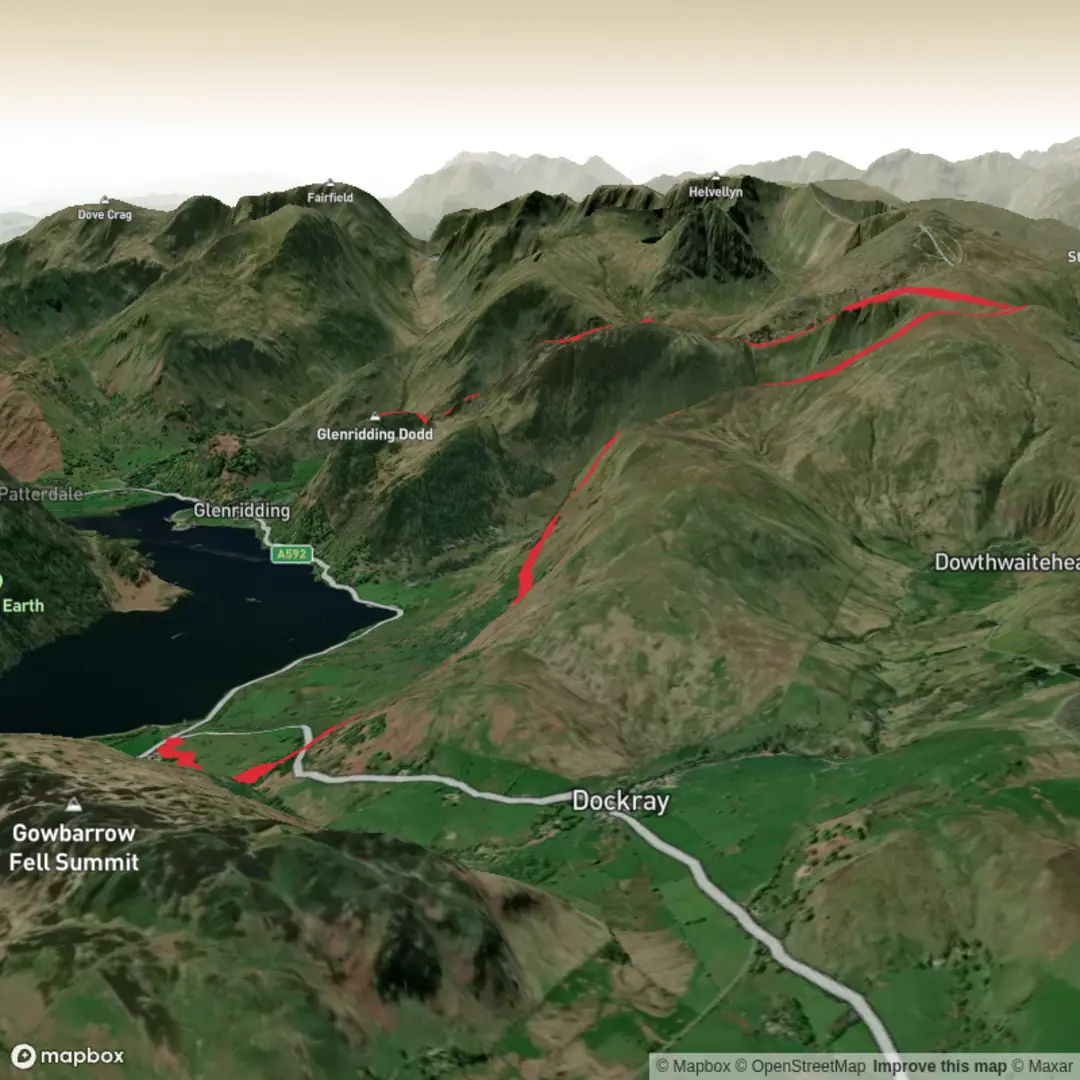 An image depicting the trail hartside, glenridding dodd. ( travellers rest ) and its surrounding area.
