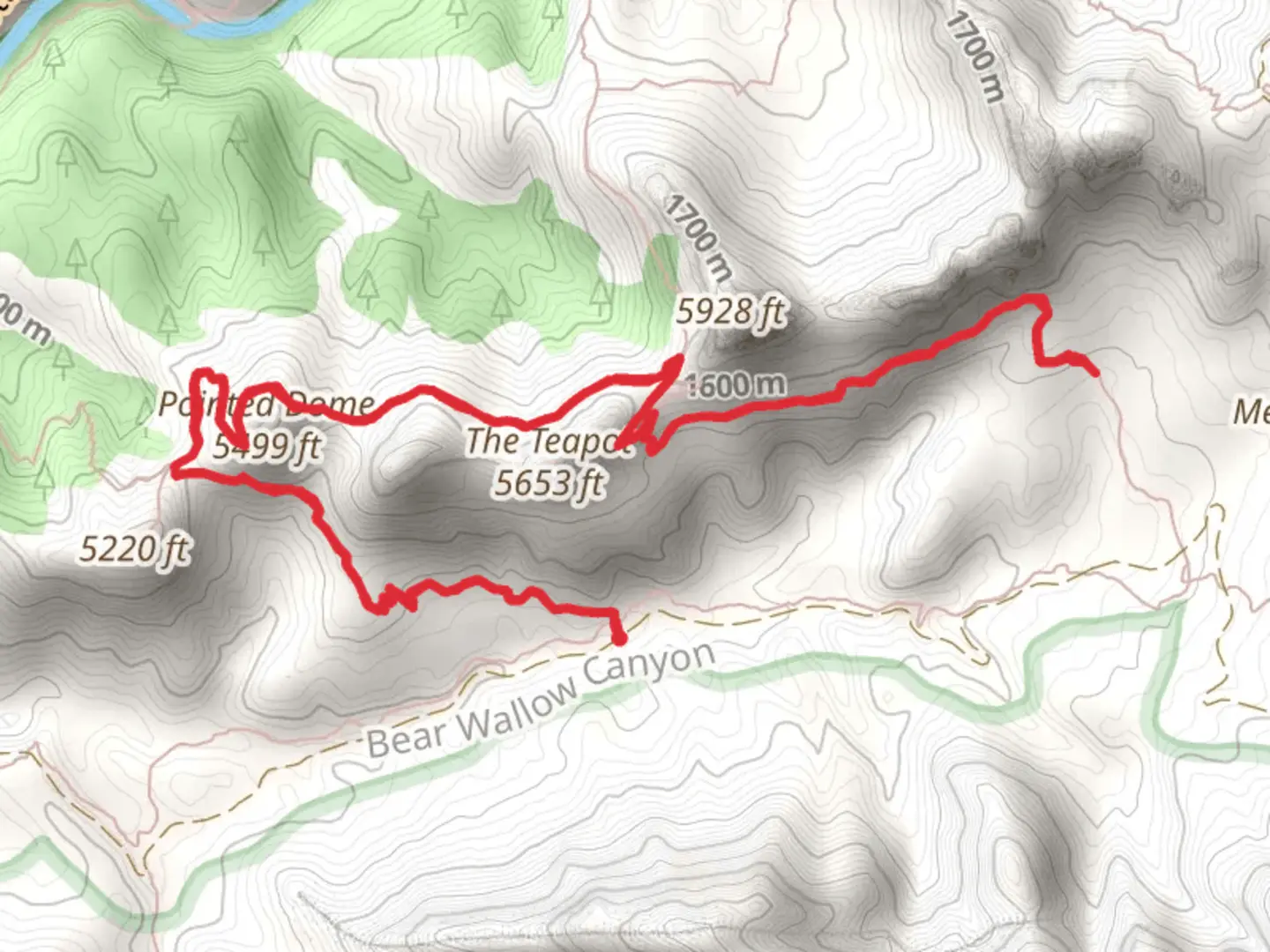 An image depicting the trail Hangover Trail and its surrounding area.