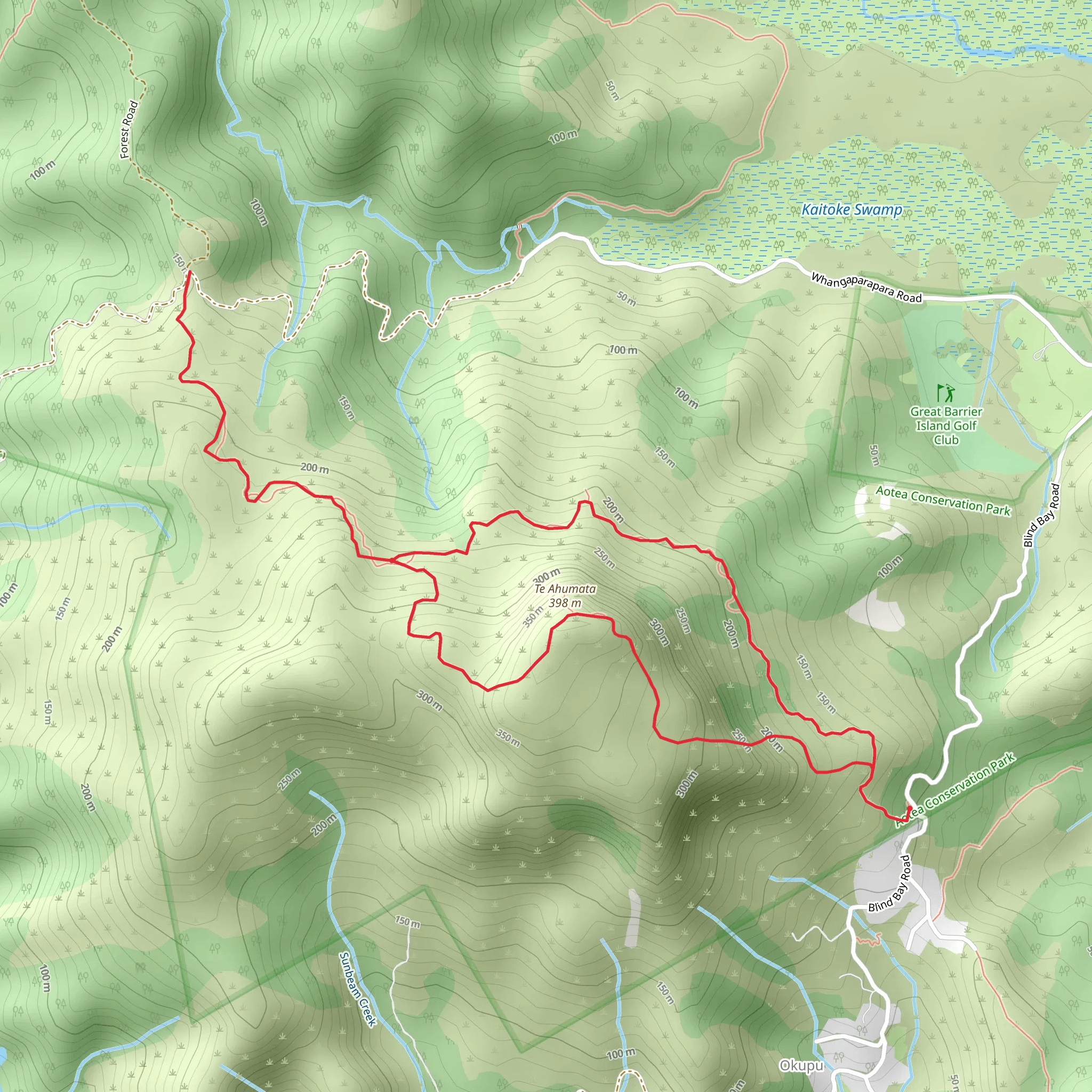 Whangaparapara - Te Ahumata Track mobile static map
