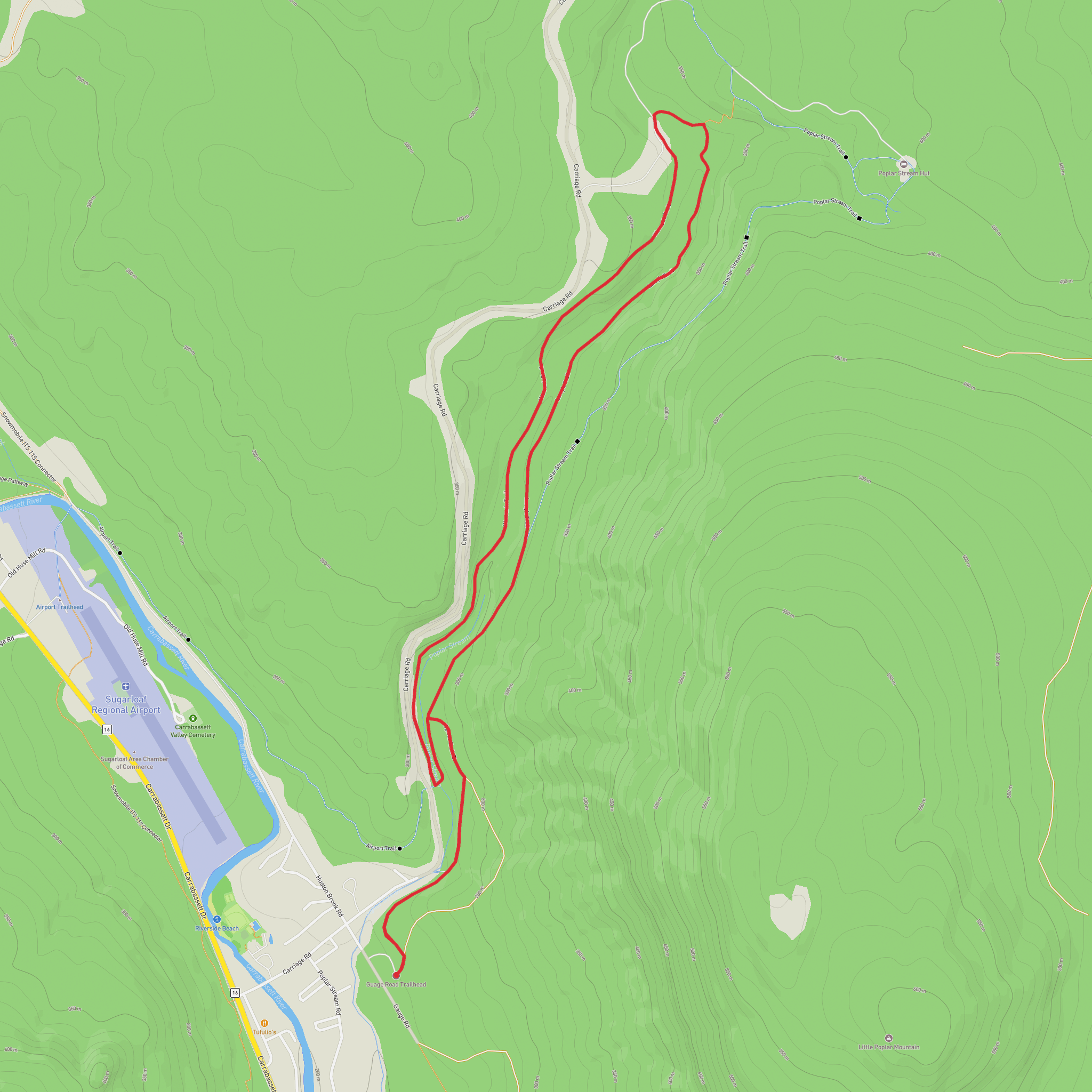 Poplar Stream Falls via Larry's Trail and Warren's Trail mobile static map
