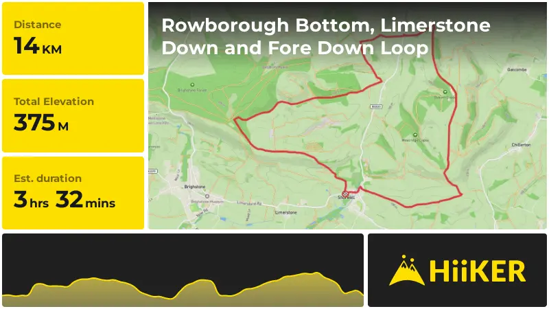 | Rowborough Bottom, Limerstone Down and Fore Down Loop
