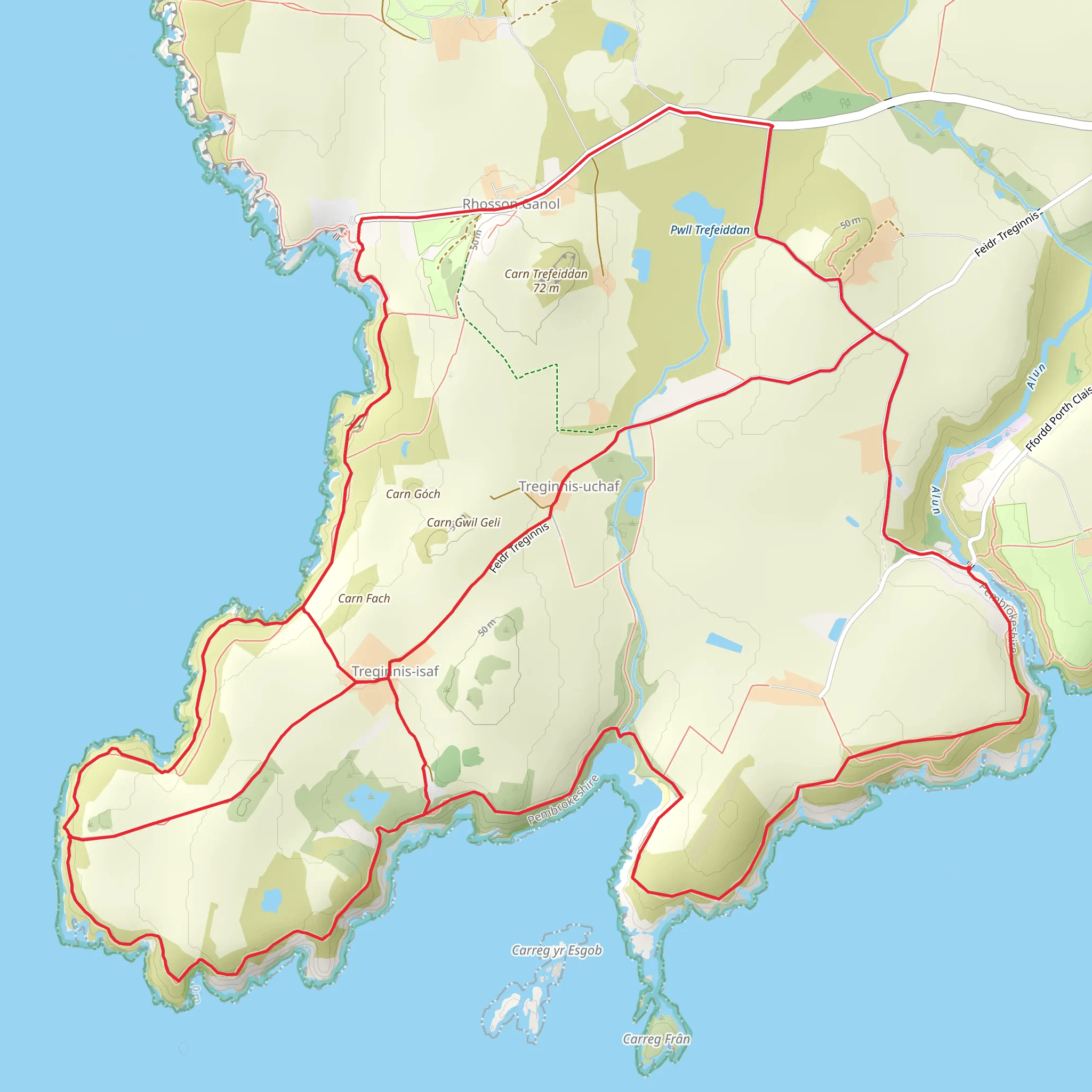 St Justinians - Porth Clais mobile static map
