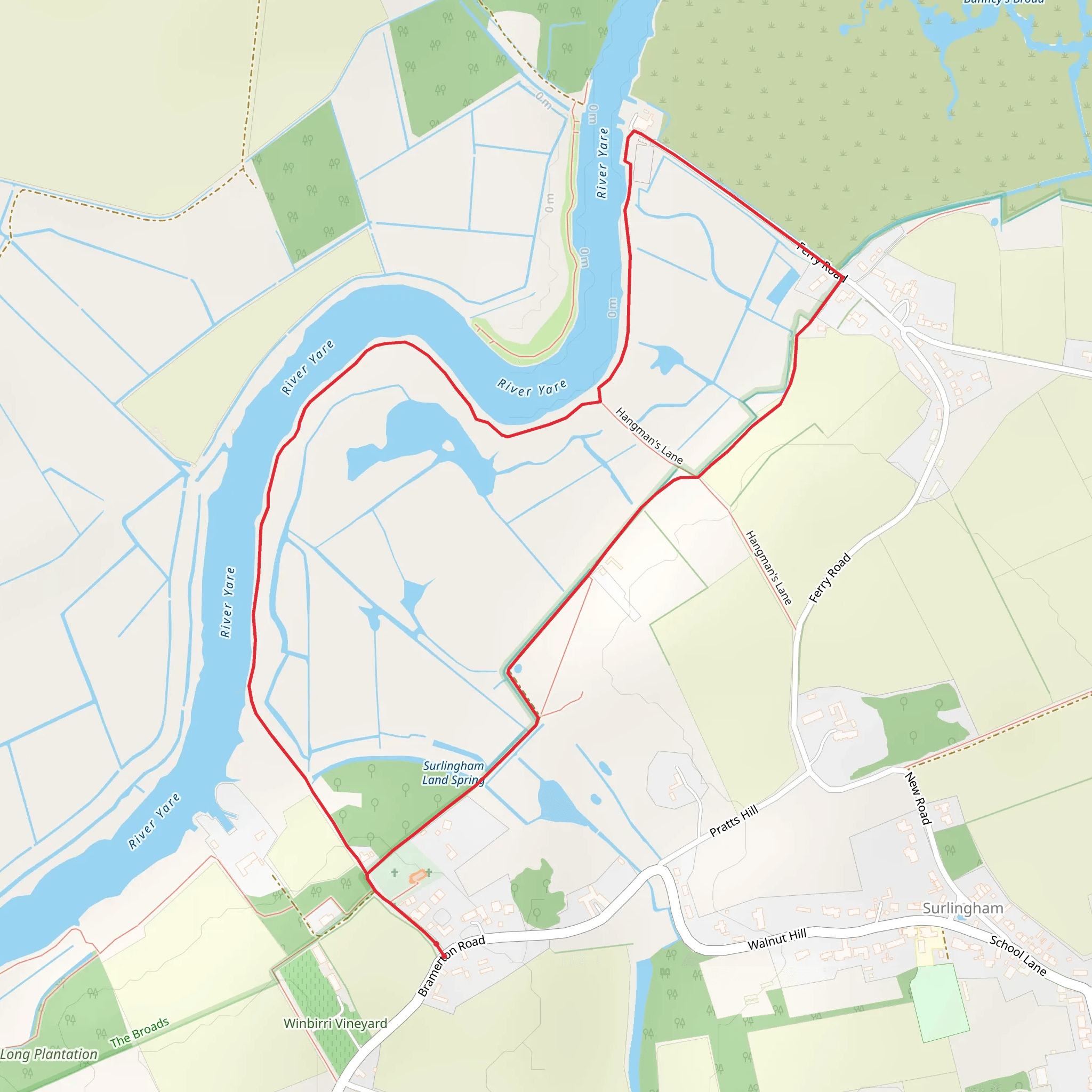 Surlingham Church Marsh Walk mobile static map