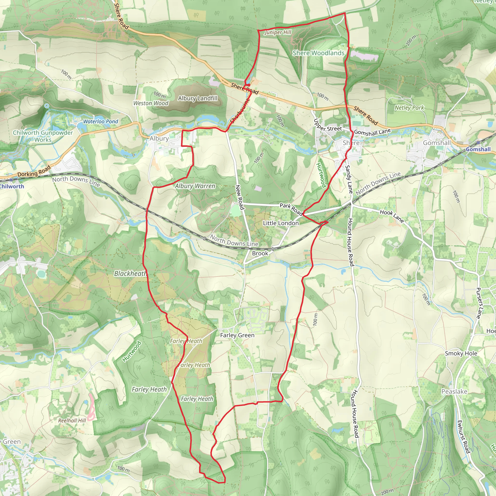 West Hanger and Farley Heath Loop mobile static map