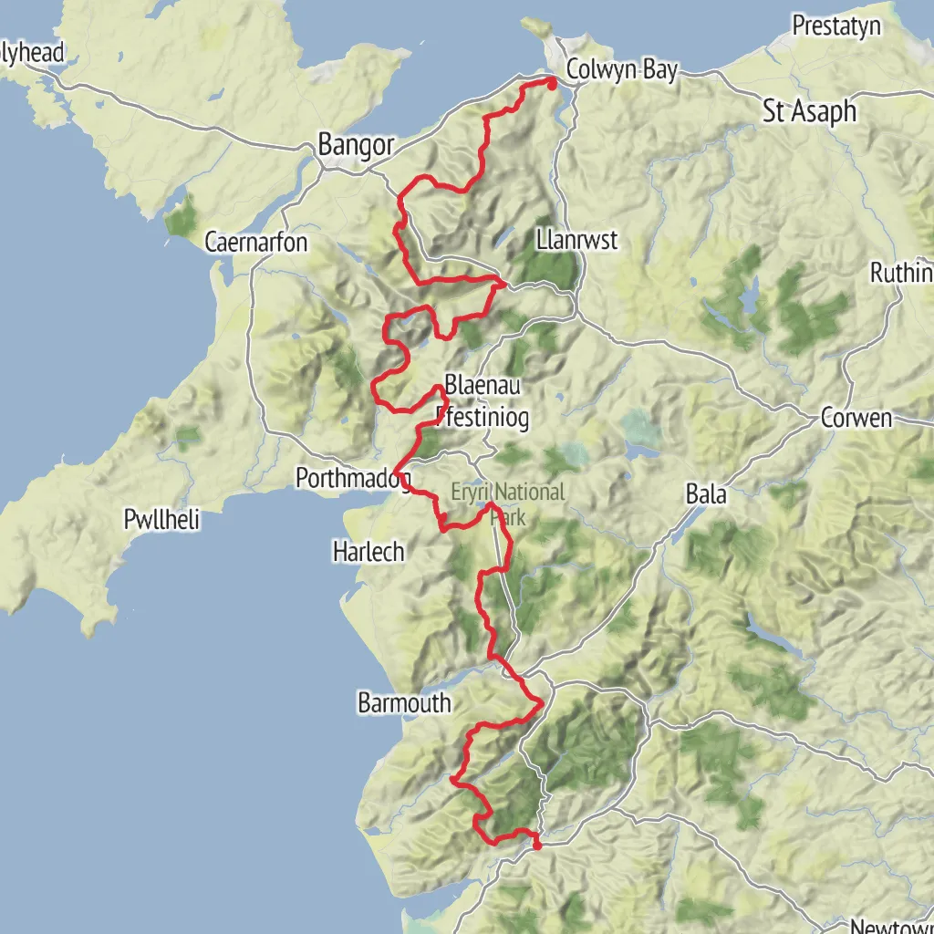 Snowdonia Way - Mountain Trail mobile static map