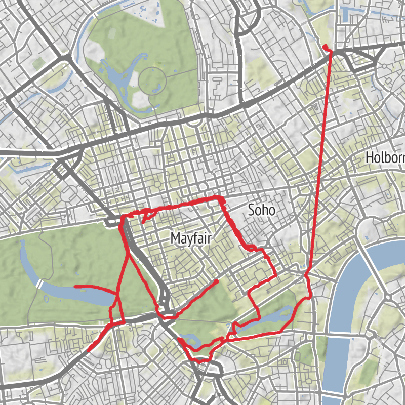 A map preview of the recording City of Westminster Walking.
