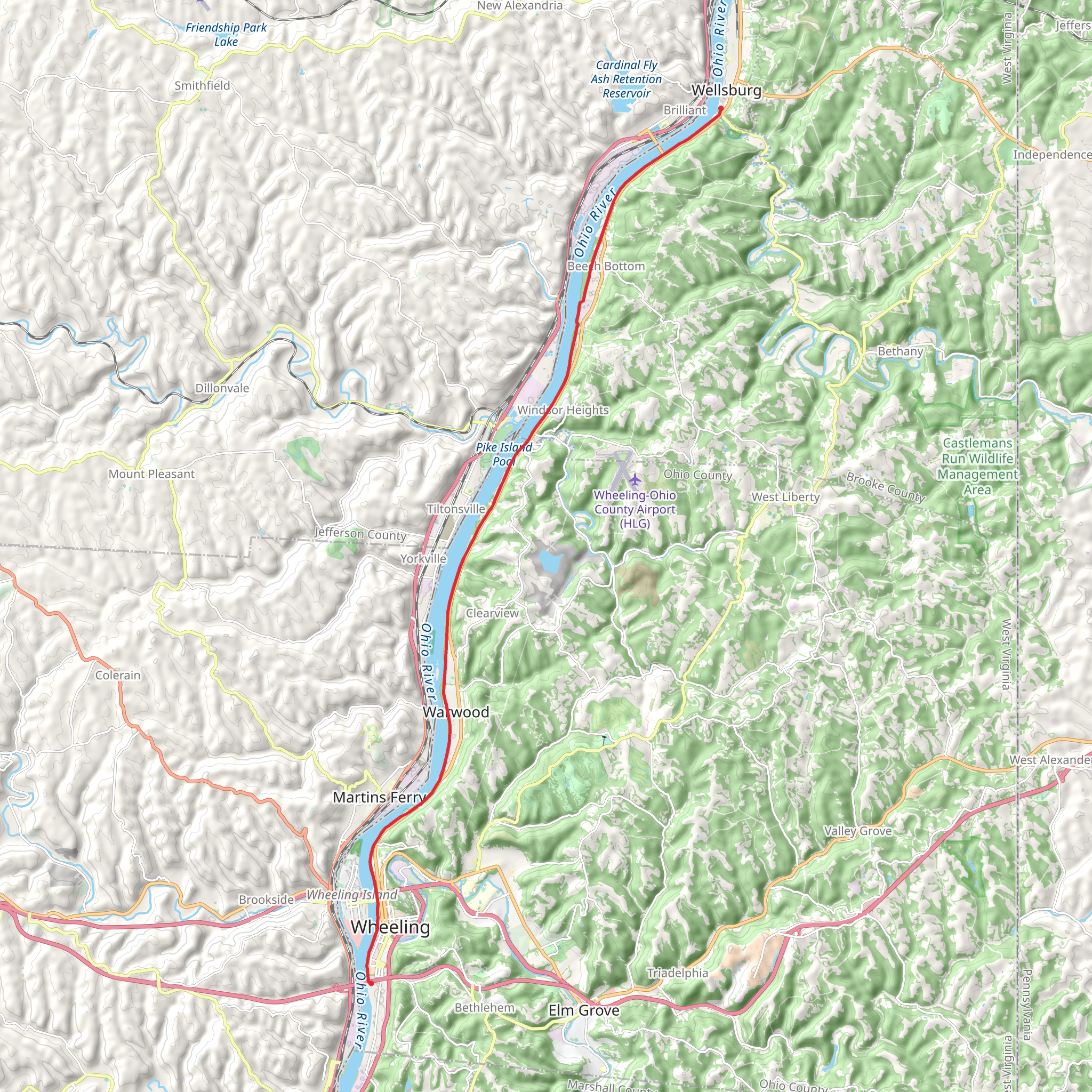 Ohio River - Brooke Pioneer Trail mobile static map